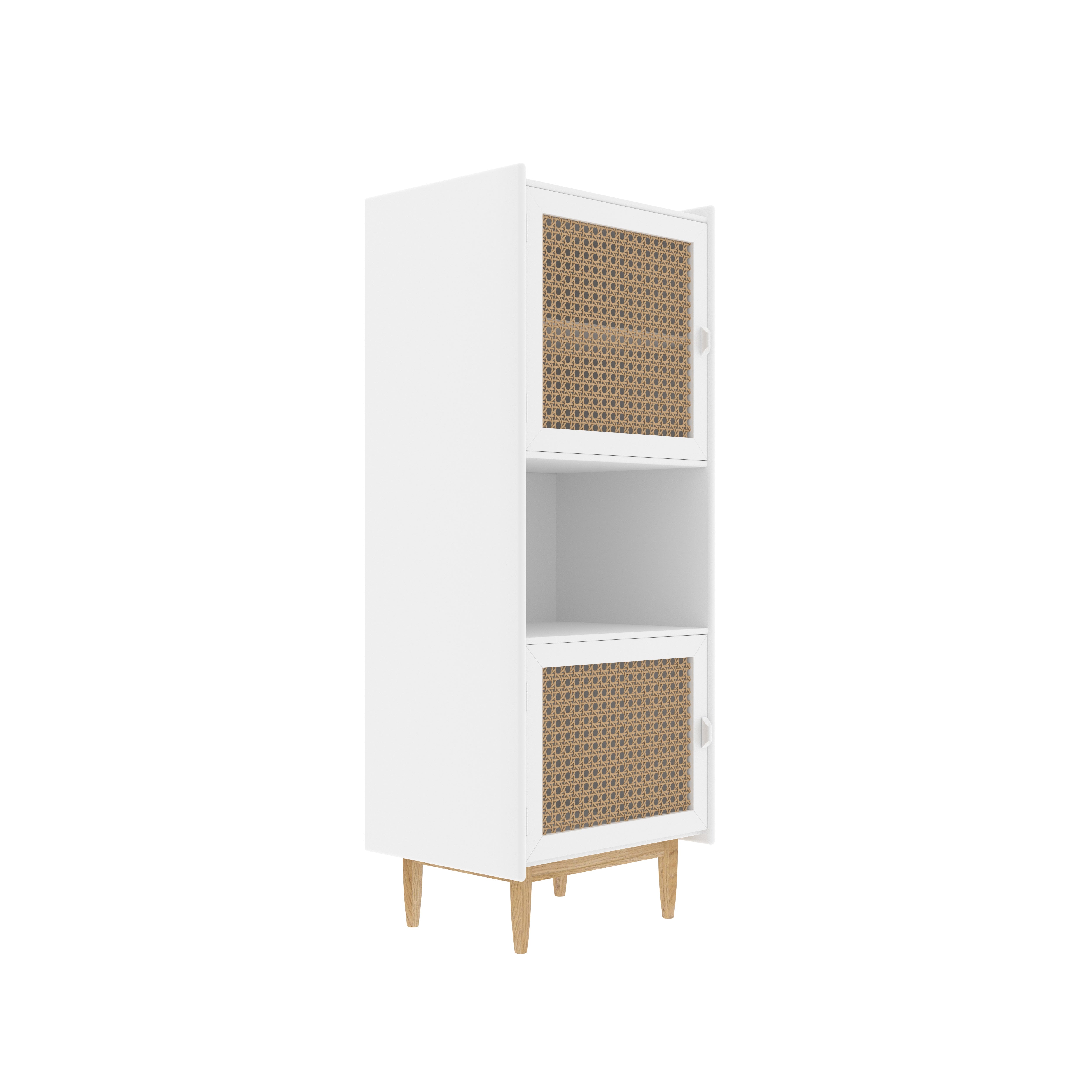 Copenhagen Tall Storage Unit with Cane Panels Cupboard