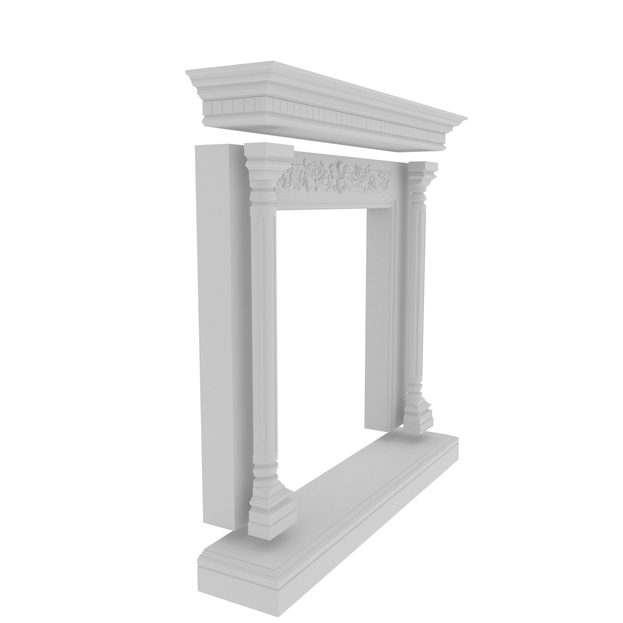 Classic Traditional Fireplace Mantel - White Fluted Column Design Fire Mantel