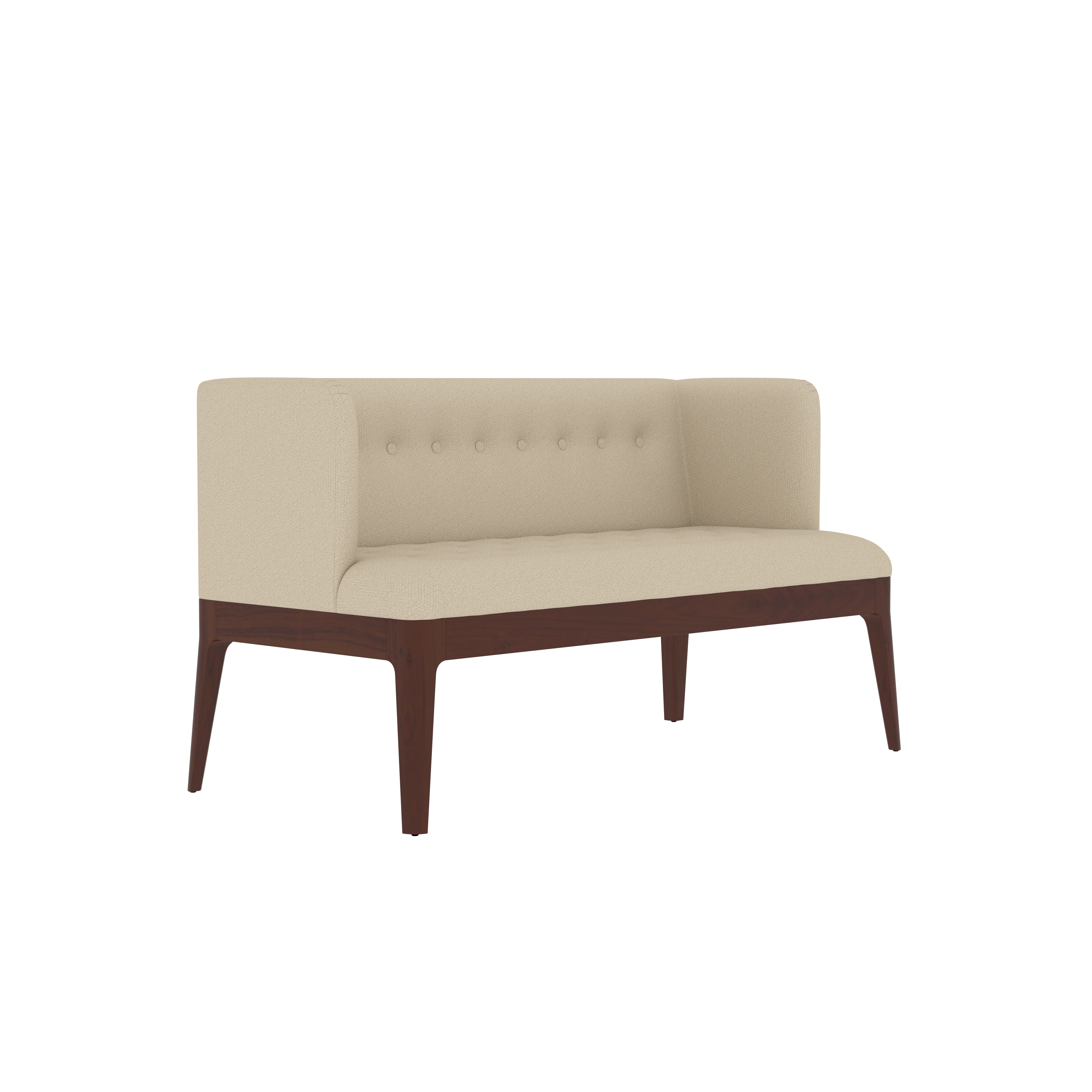 Contemporary Wooden Dining Bench with Beige Upholstery Sofa