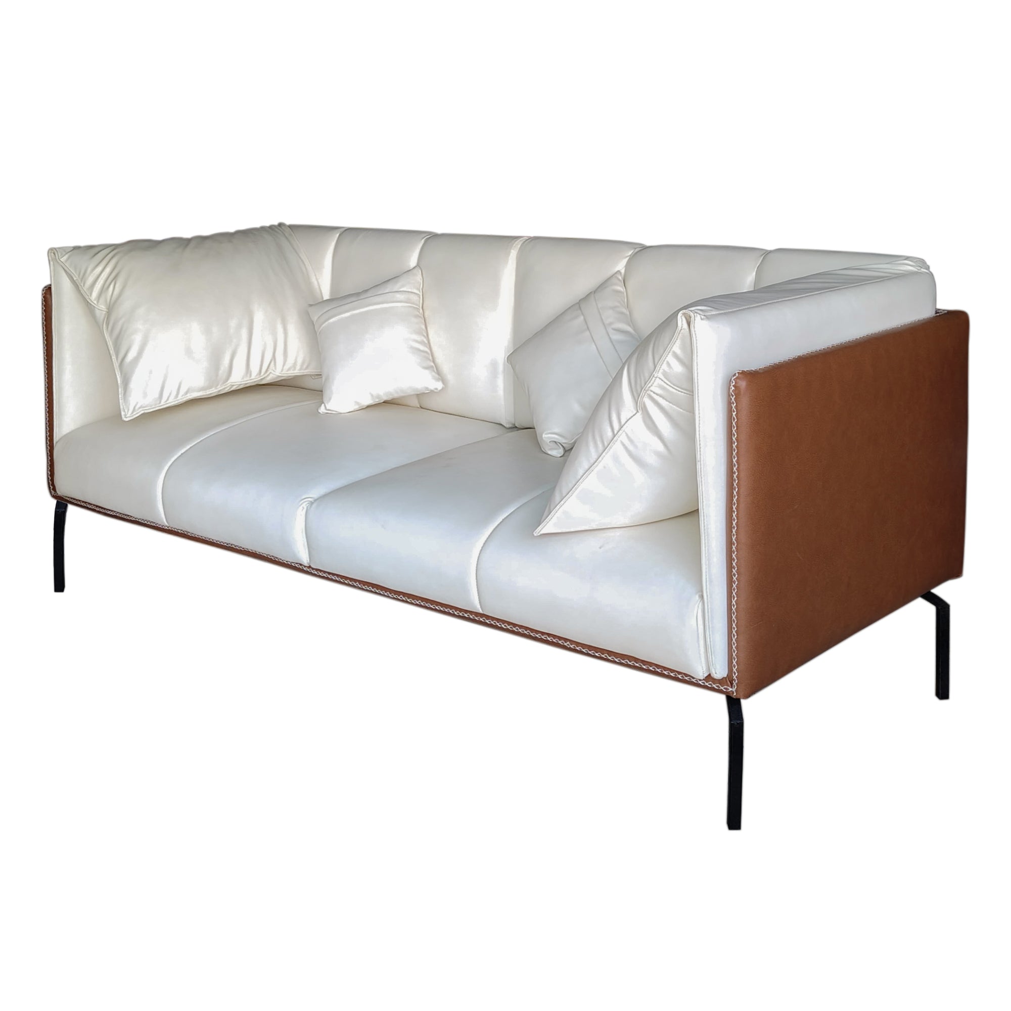 Modern Two-Tone Artificial leather Sofa with Cushions Sofa