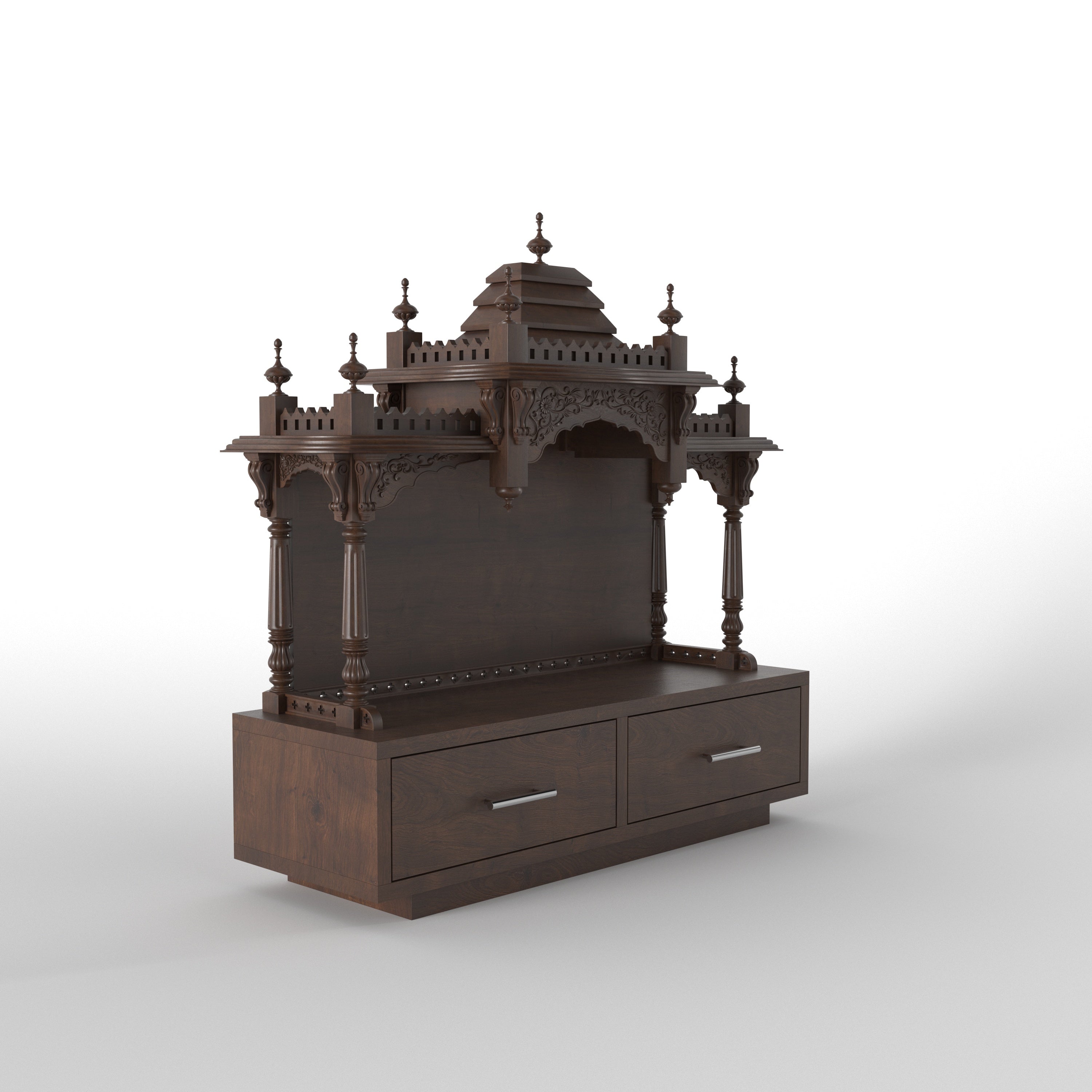 Grand Traditional Temple Mandir Unit with Storage Drawers Temple