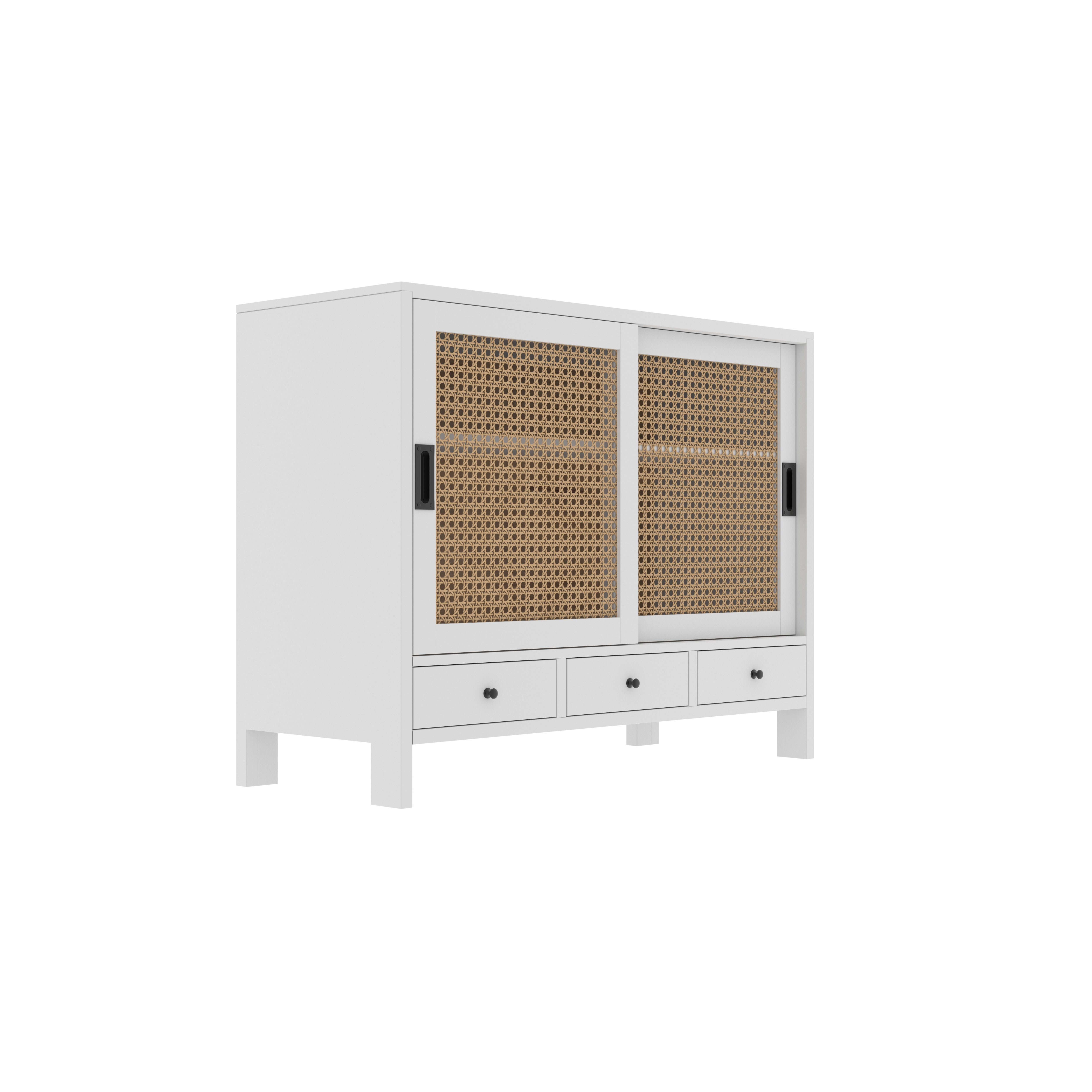 Provence Cane Panel Cabinet with Drawers Cupboard
