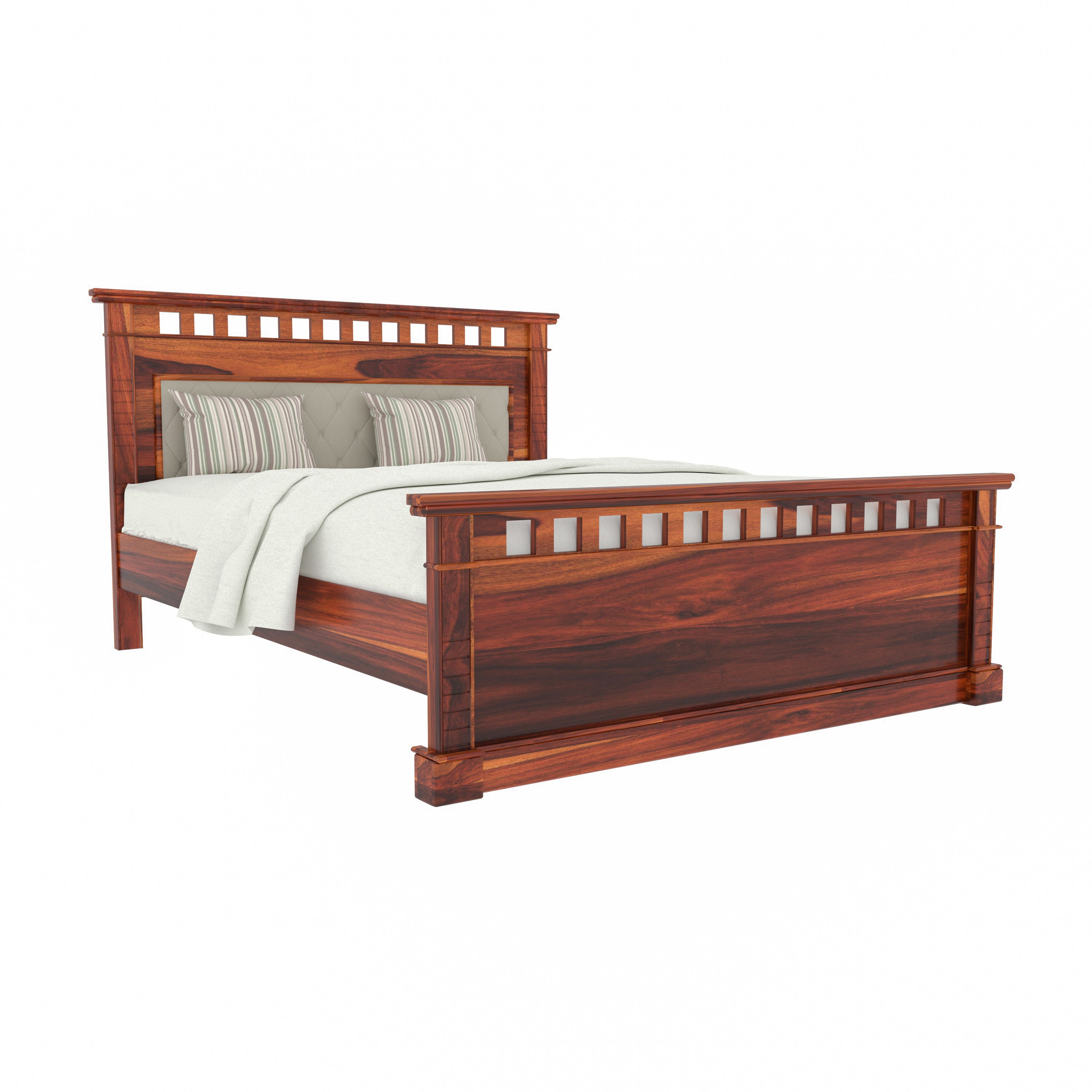 Vintage Denver Style Wooden Handmade Bed with Storage Bedside Bedroom Furniture Sets