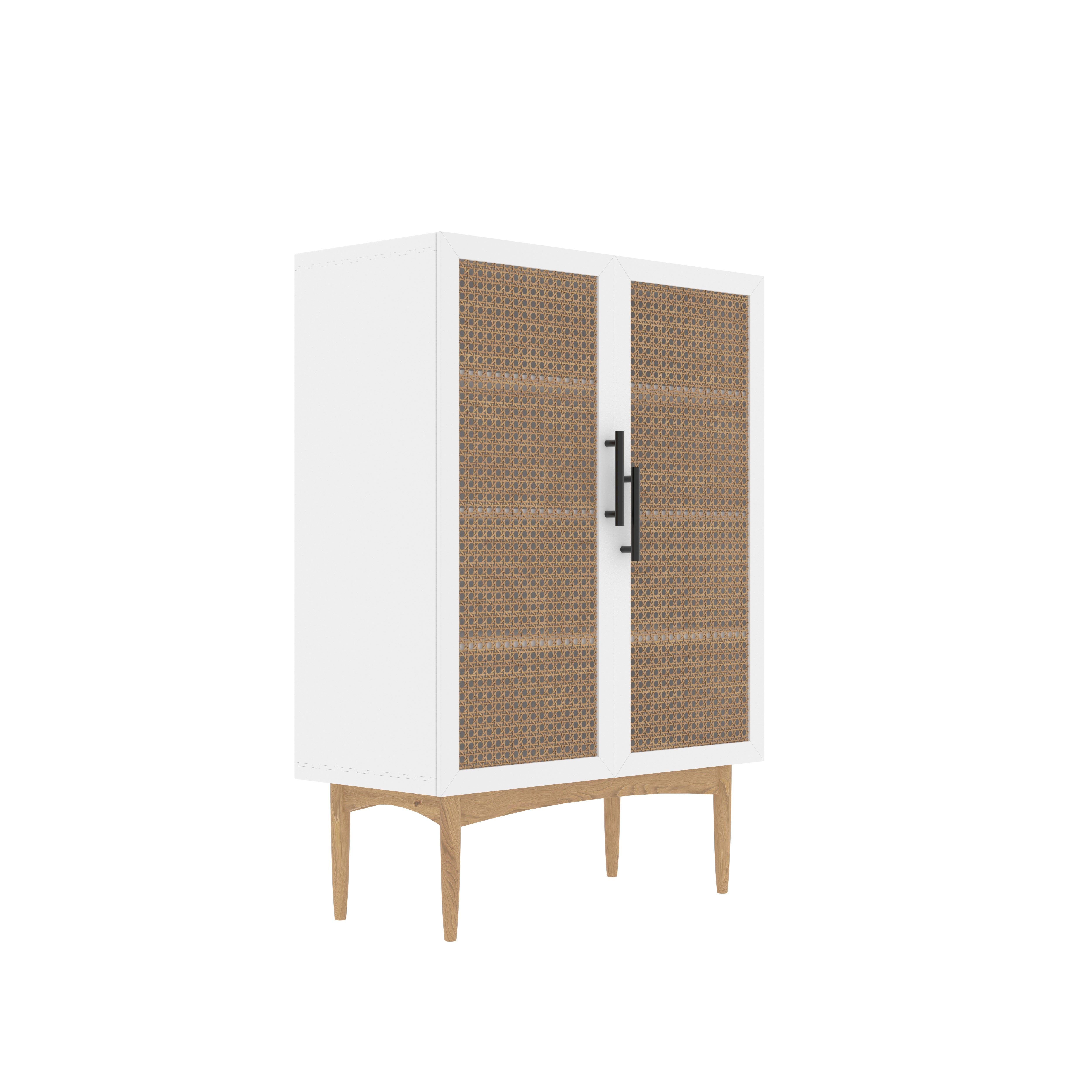 Oslo Mid-Century Cabinet with Cane Panels Wardrobe
