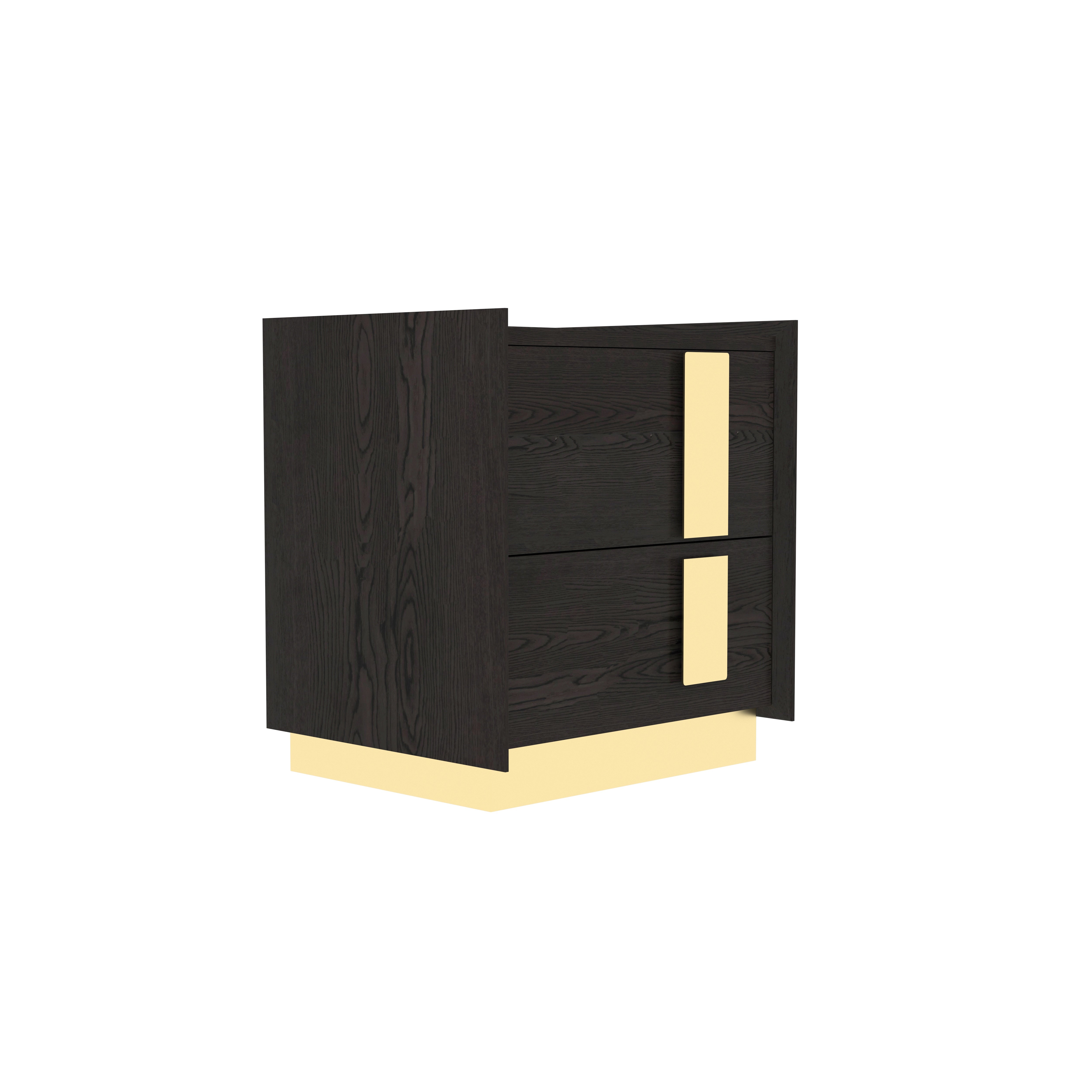 Luxury Two-Drawer Bedside Table with Gold Accent Handles Bedside