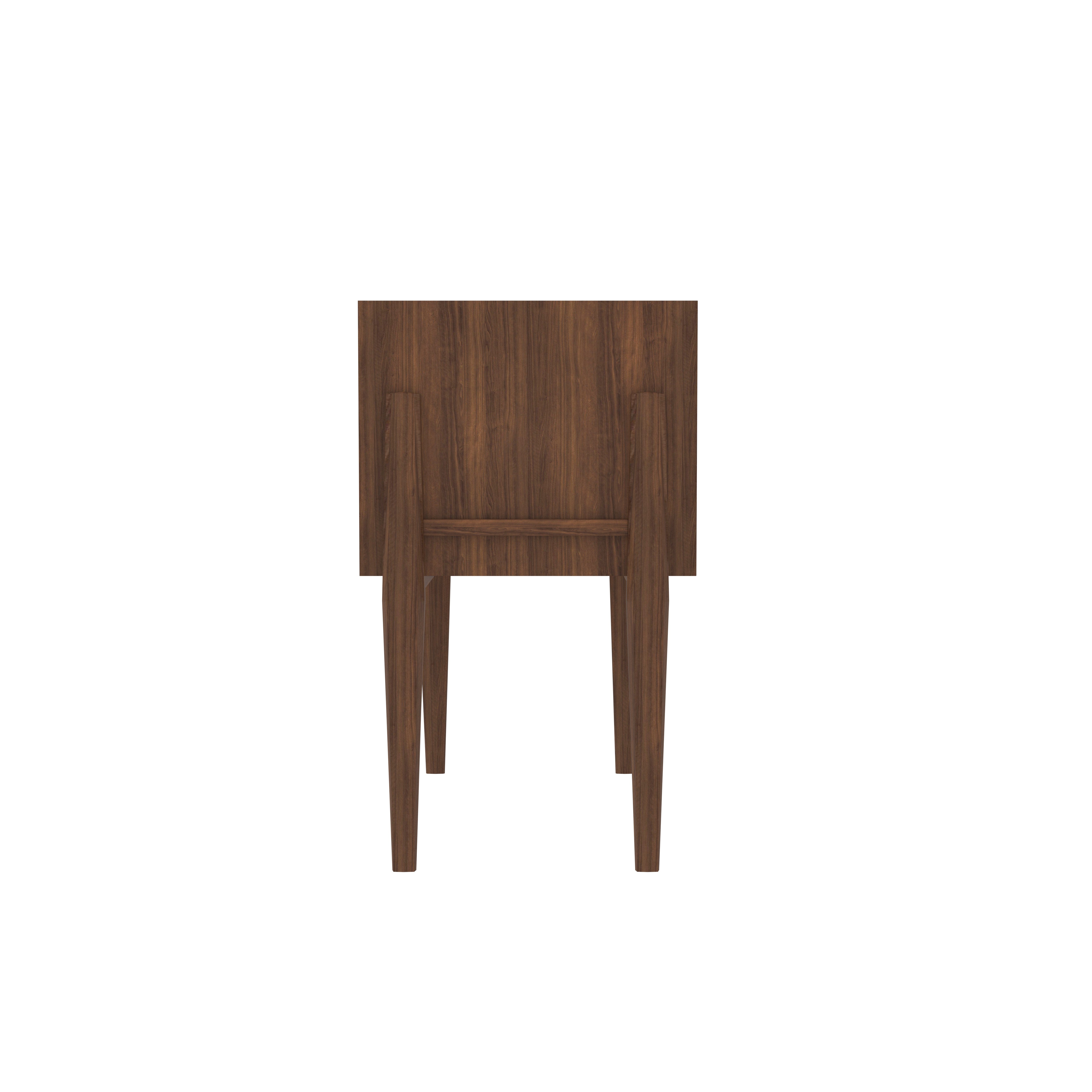 Mid-Century Modern Two-Drawer Bedside Table with Tapered Legs Bedside