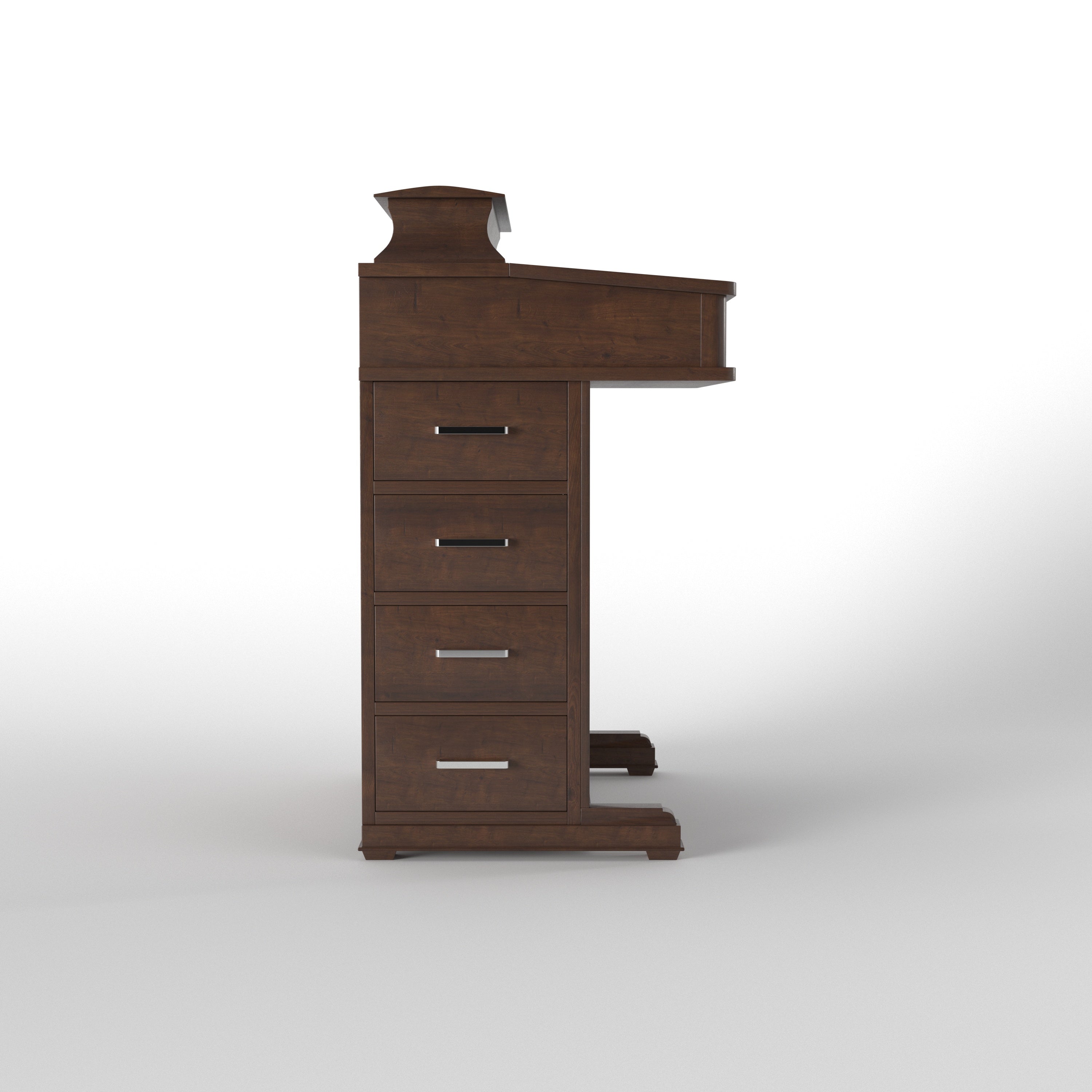 Handcrafted Solid Wood Church Pulpit Lectern with Stepped Crown Top & Four Side Drawers Study Table