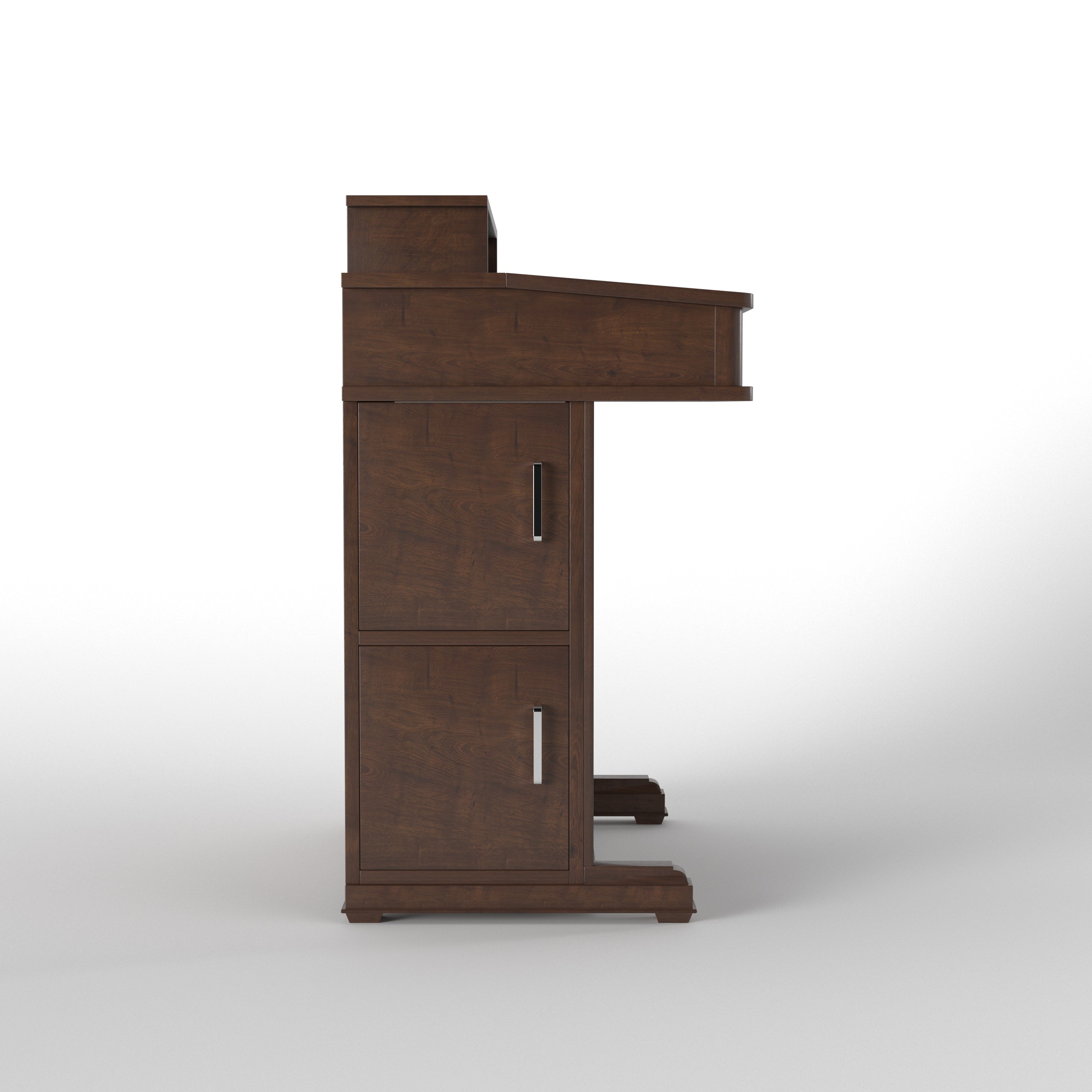 Handcrafted Solid Wood Church Pulpit Lectern with Open Shelf & Side Storage Cabinets Study Table