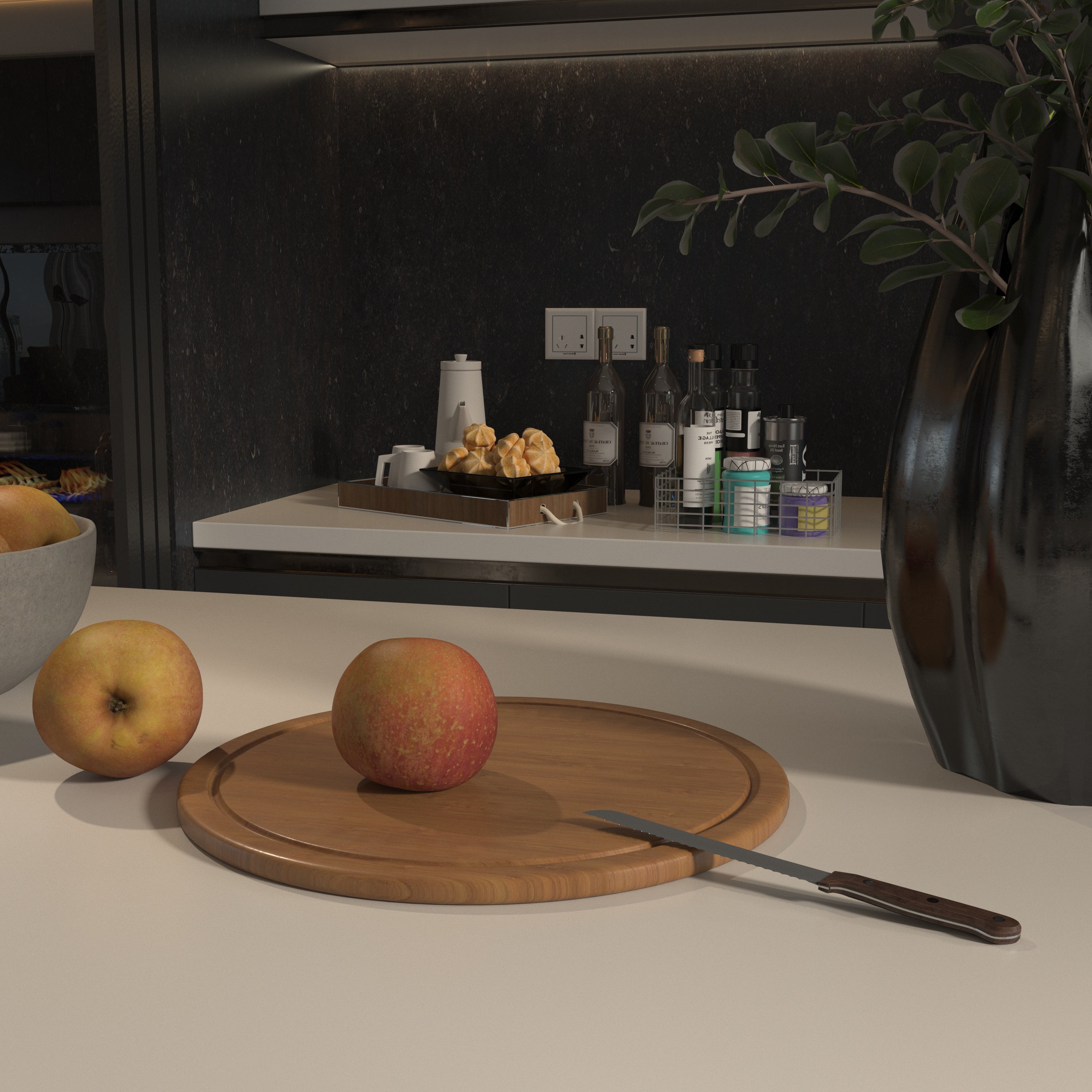 Lioren Heritage Luxury Round Wooden Cutting & Serving Board with Classic Artisan Finish