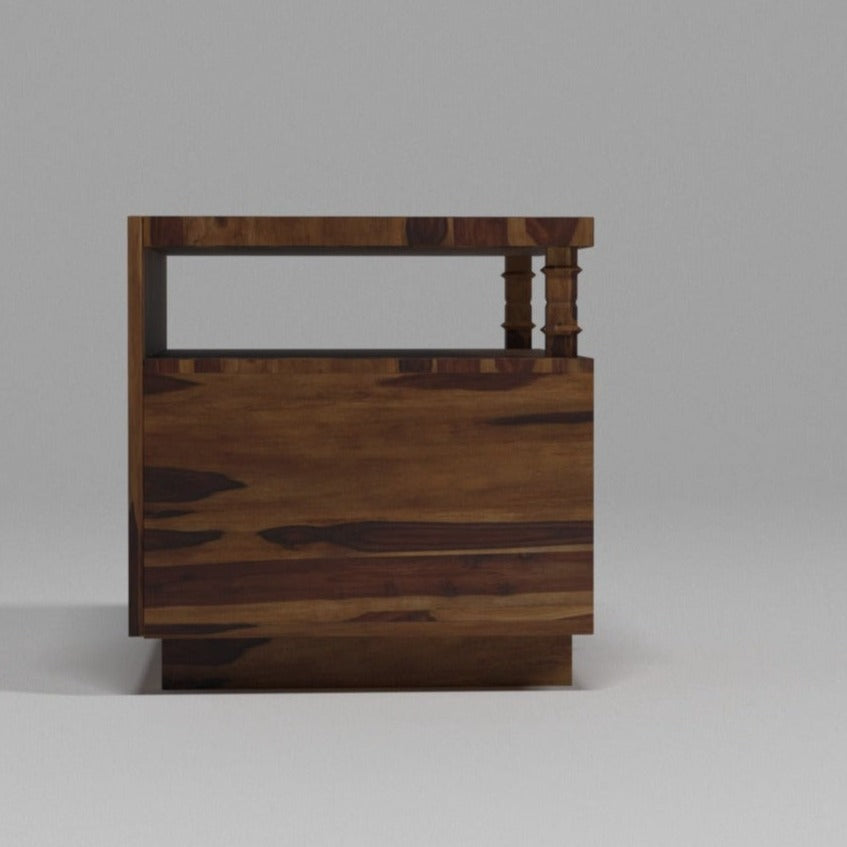 Pillared Dual Drawer Bedside Table Bedside