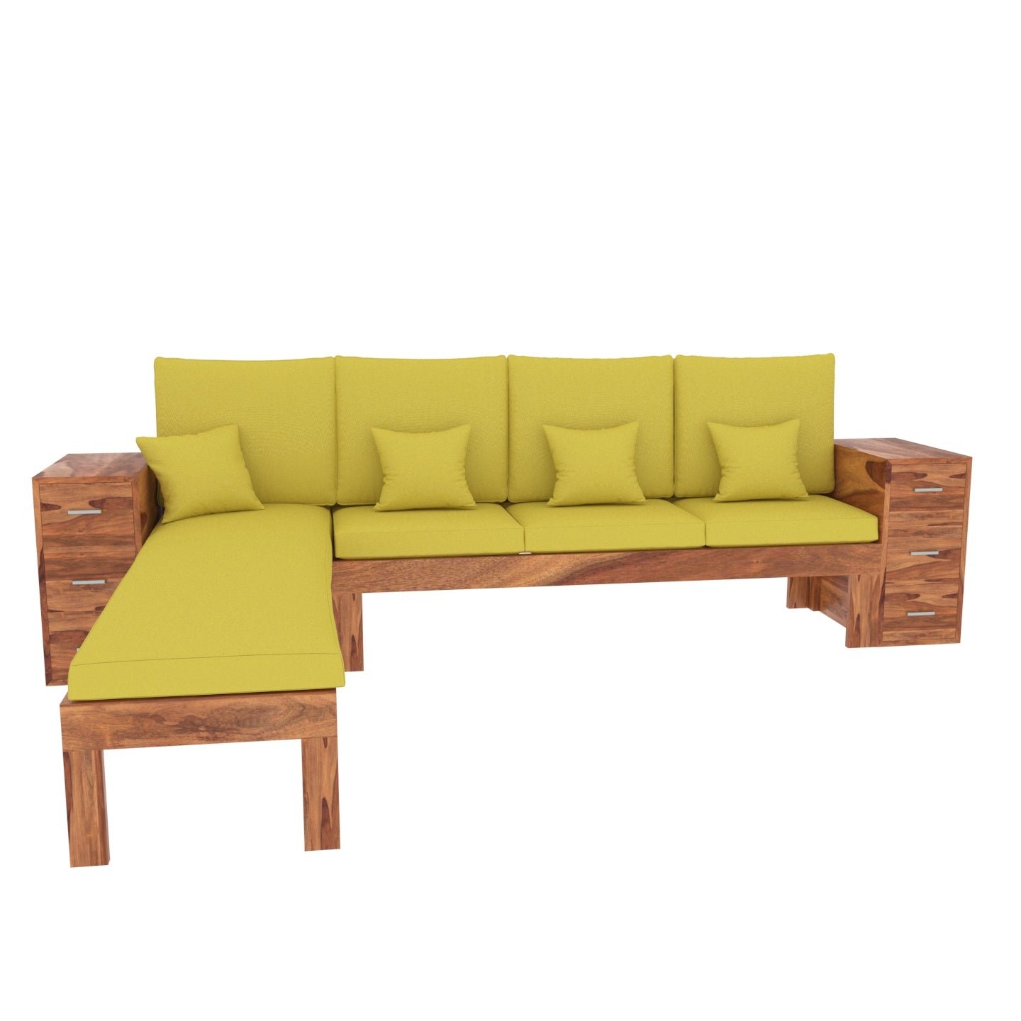 Bumblebere Yellow 6 Seater Long Wooden Premium Guest Sofa Sofa