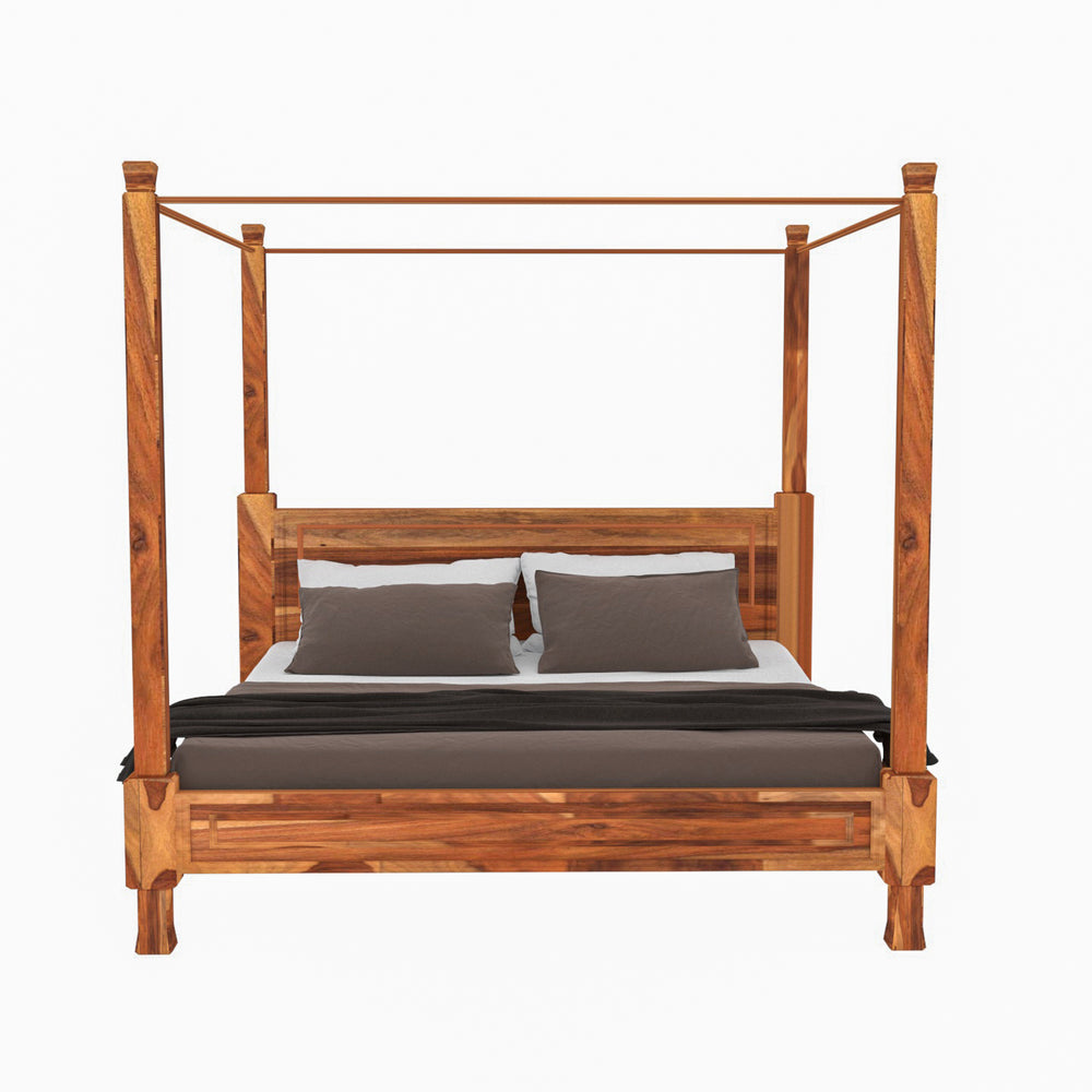 Classic Heritage Look Long Pillar Roof Wooden Vintage Bed