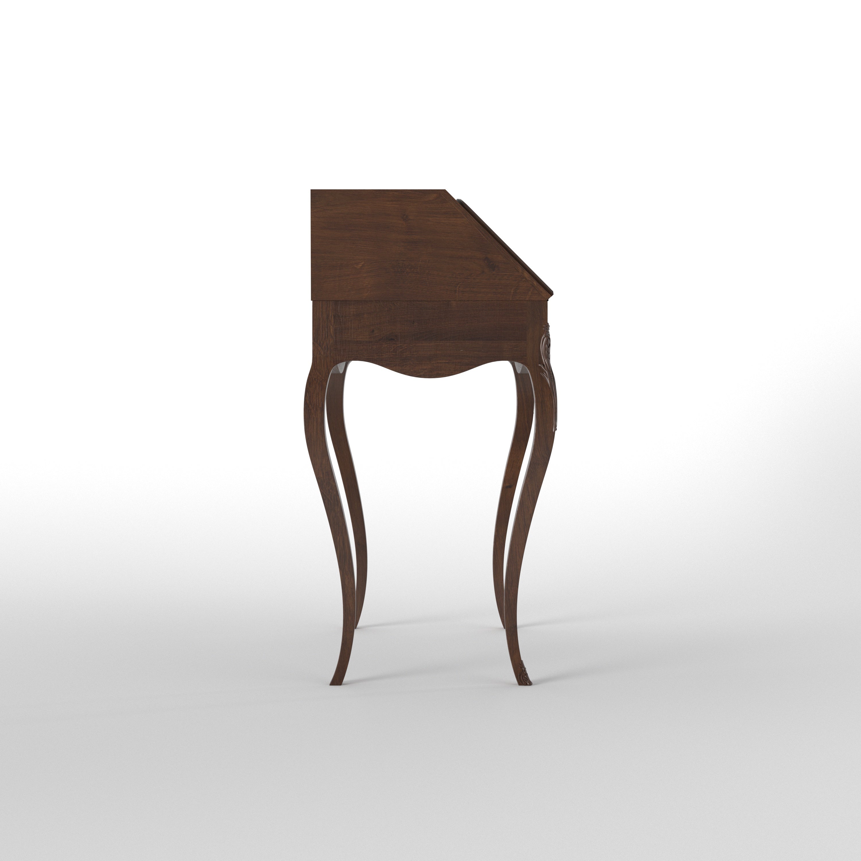 French-Style Secretary Desk with Cabriole Legs - Drop-Front Writing Bureau Study Table