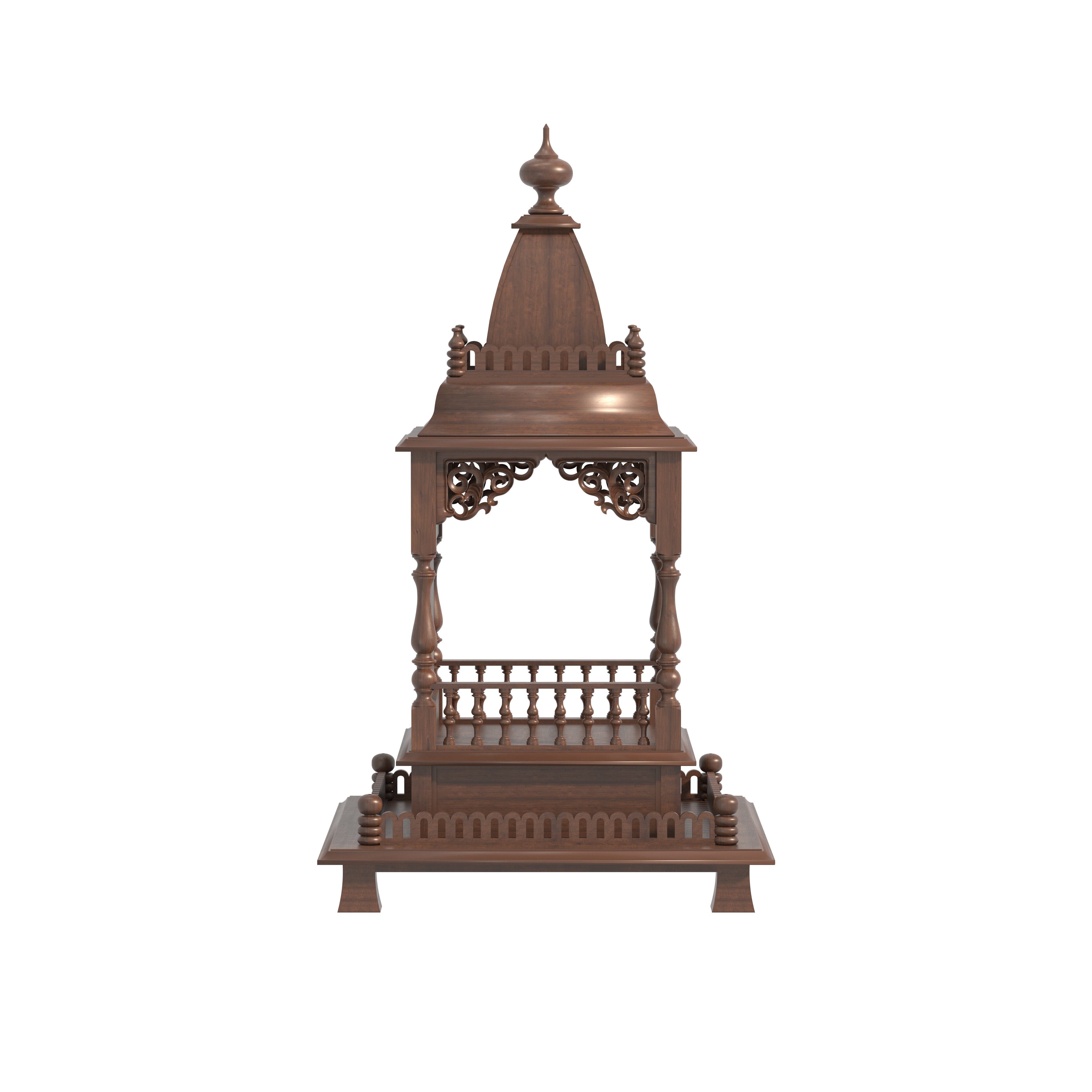 Traditional Tabletop Temple Mandir with Ornamental Spire Design Temple