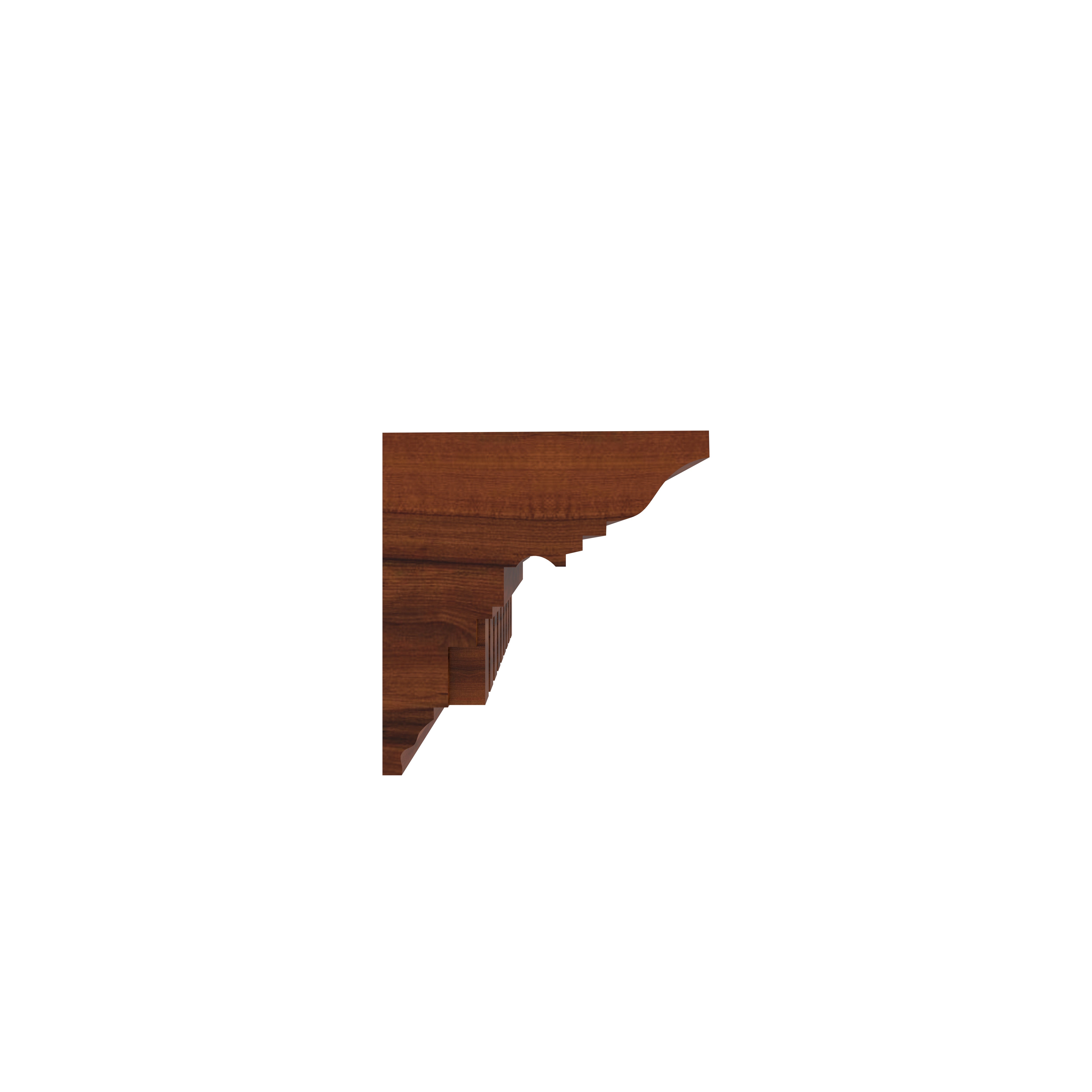 Elegant Teak Finish Wall Shelf with Dentil Crown Moulding Wall Rack