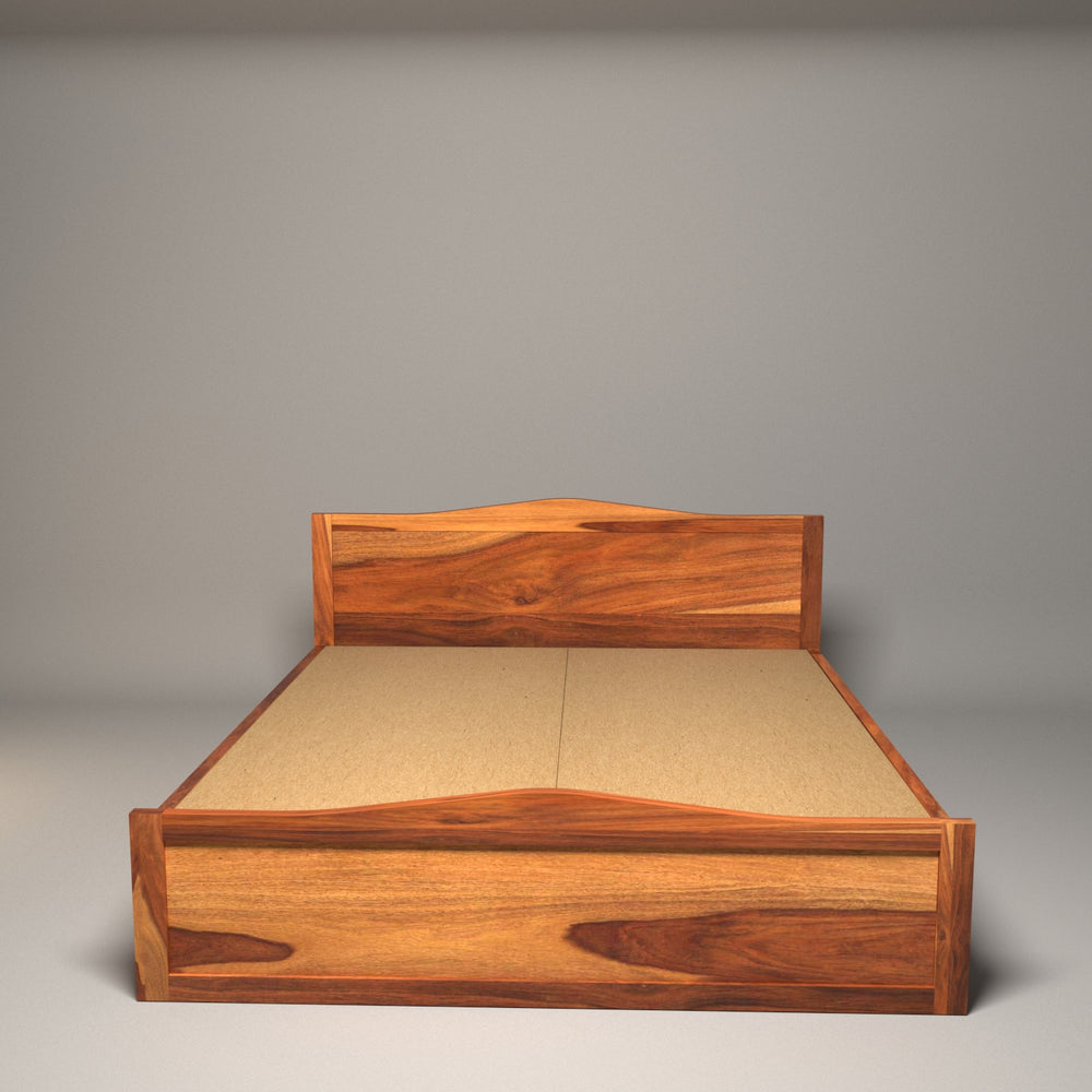Elegant Handmade Sheesham Wooden Bed with Double Storage