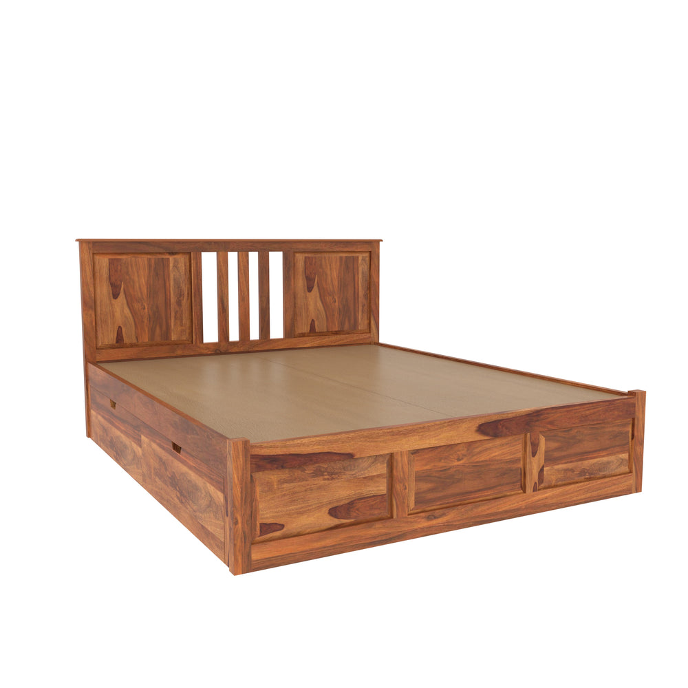 Minimalist Handcrafted Royal Heritage King Size Wooden Drawer Storage Bed
