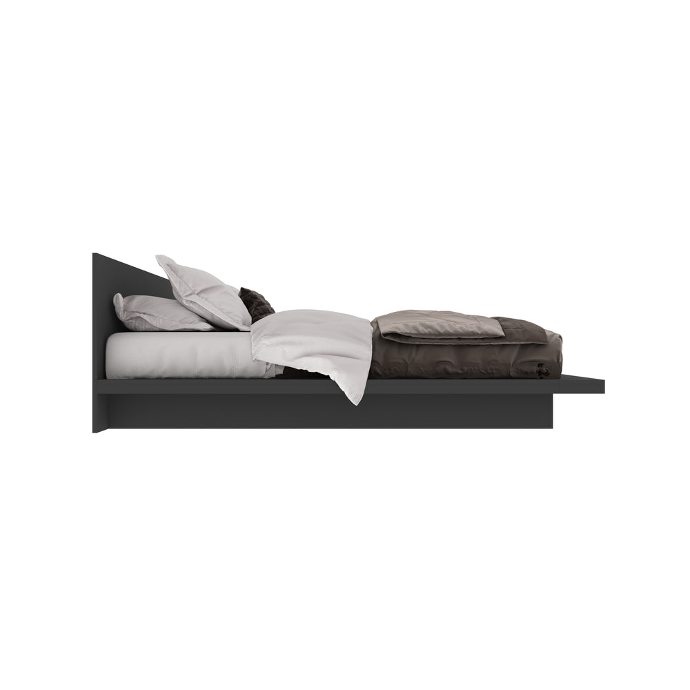 Sleek Modern Platform Bed with Cushioned Headboard – King Size Comfort