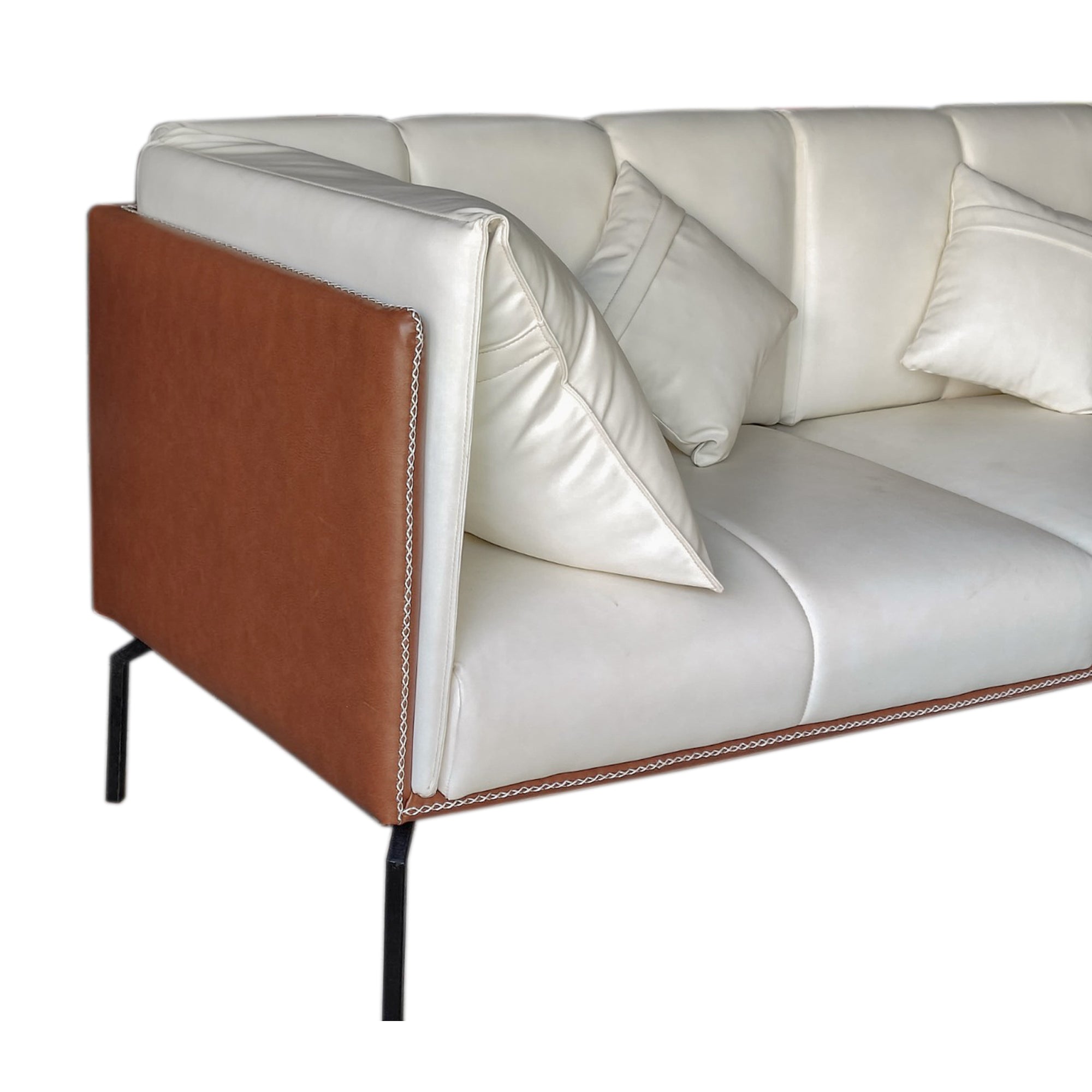 Modern Two-Tone Artificial leather Sofa with Cushions Sofa