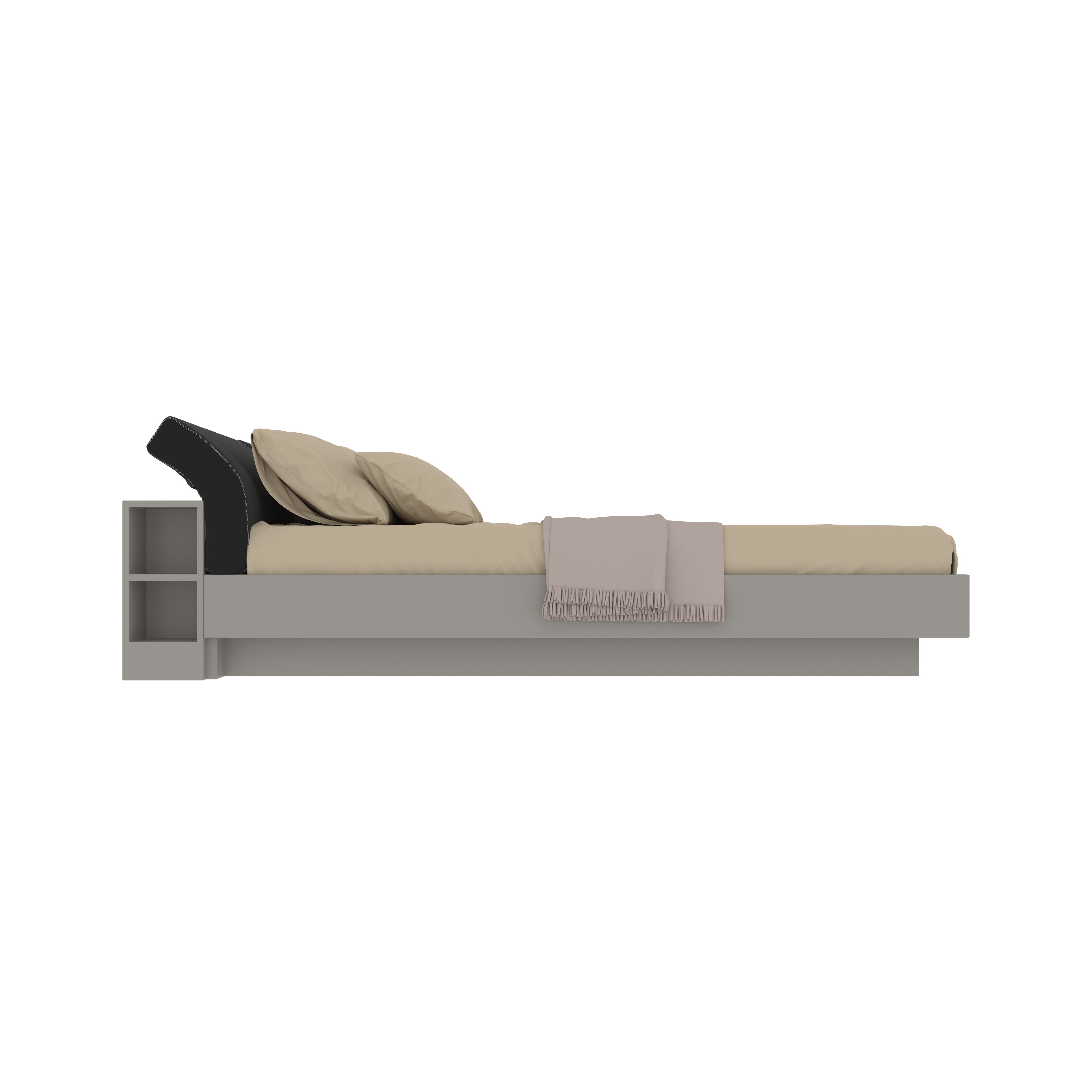 Contemporary Platform Bed with Cushioned Recliner Headboard & Side Storage Bed