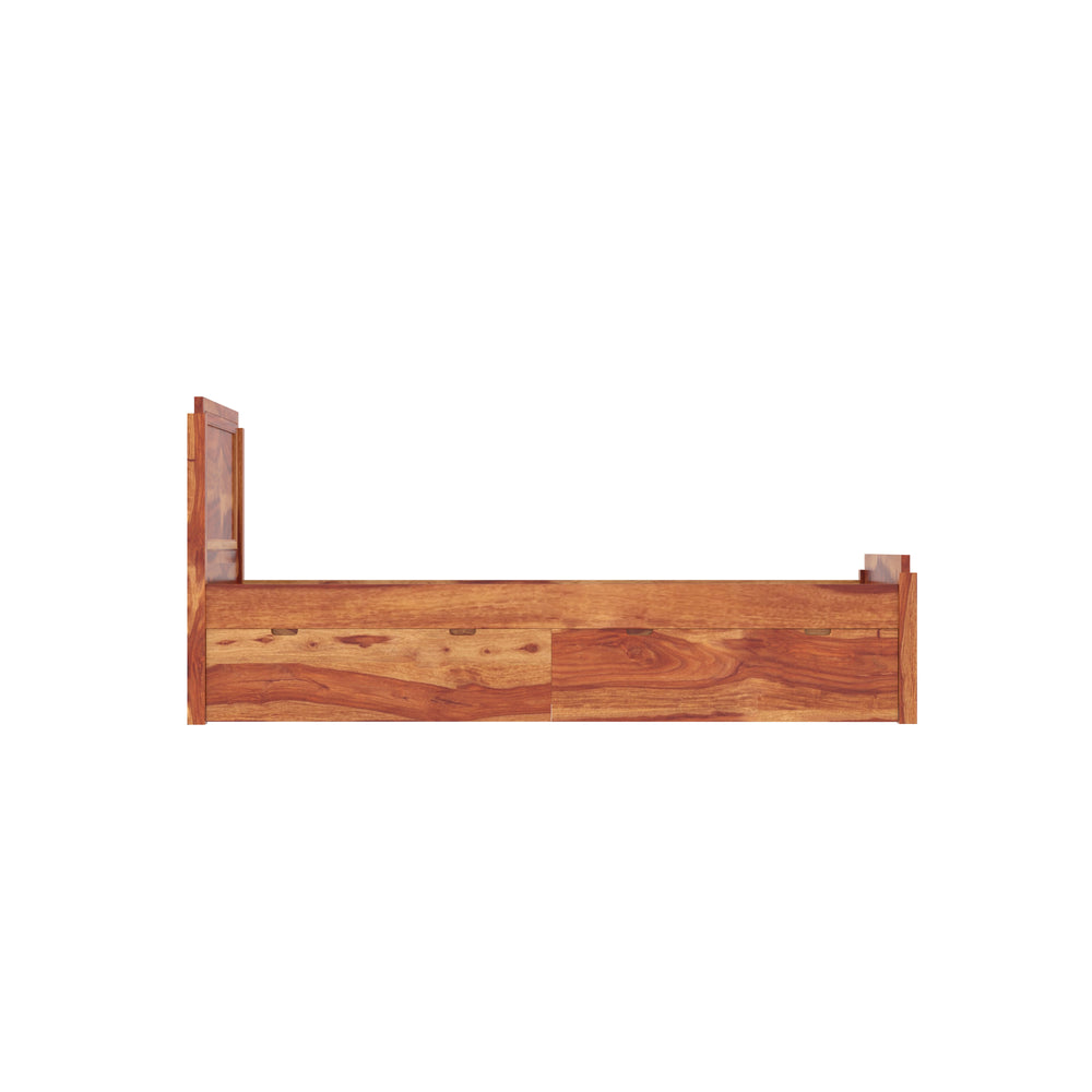 Ethnic  Handcrafted Sheesham Wood Single Storage Bed