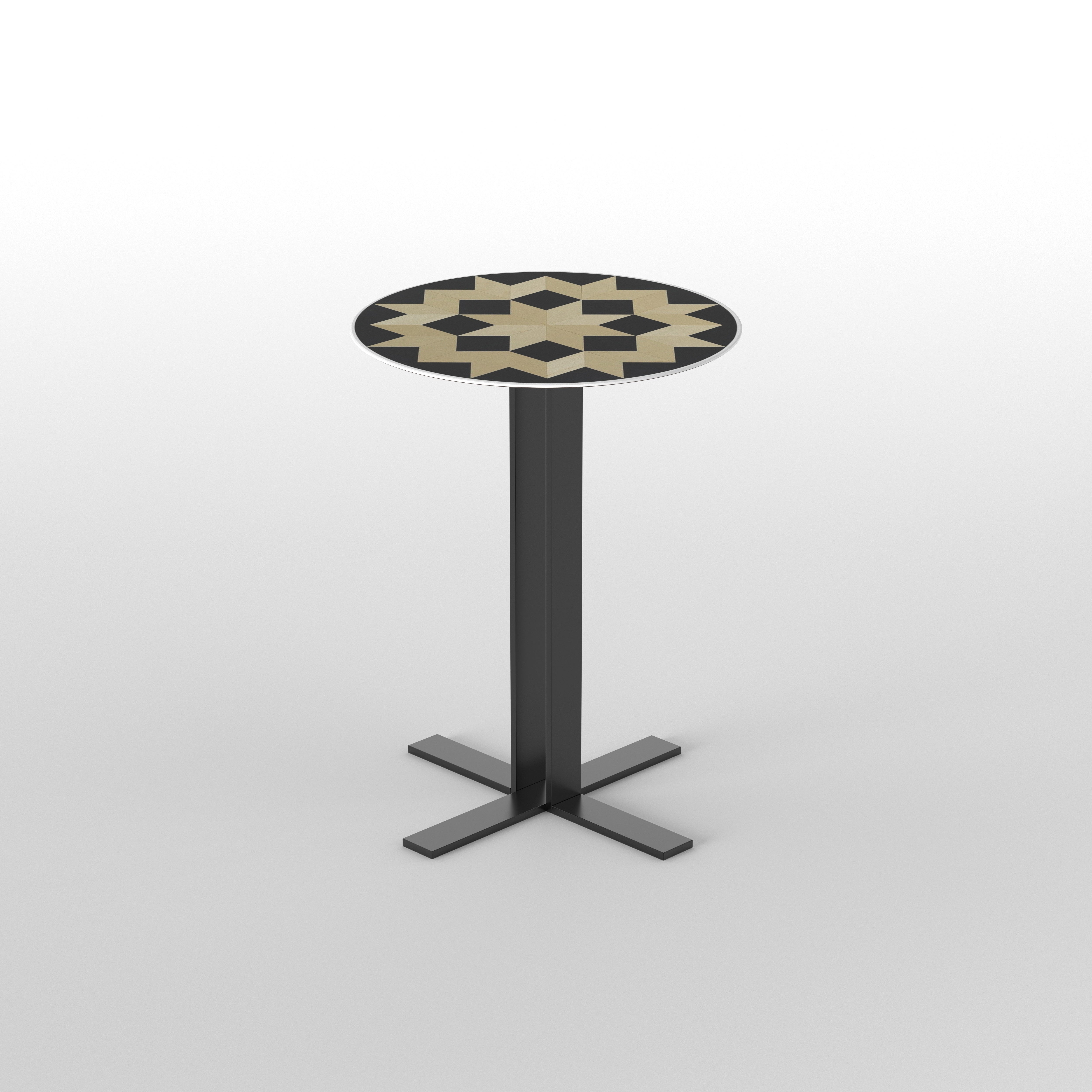 Geometric Star End Table - Hand-Painted Indian Design End Table