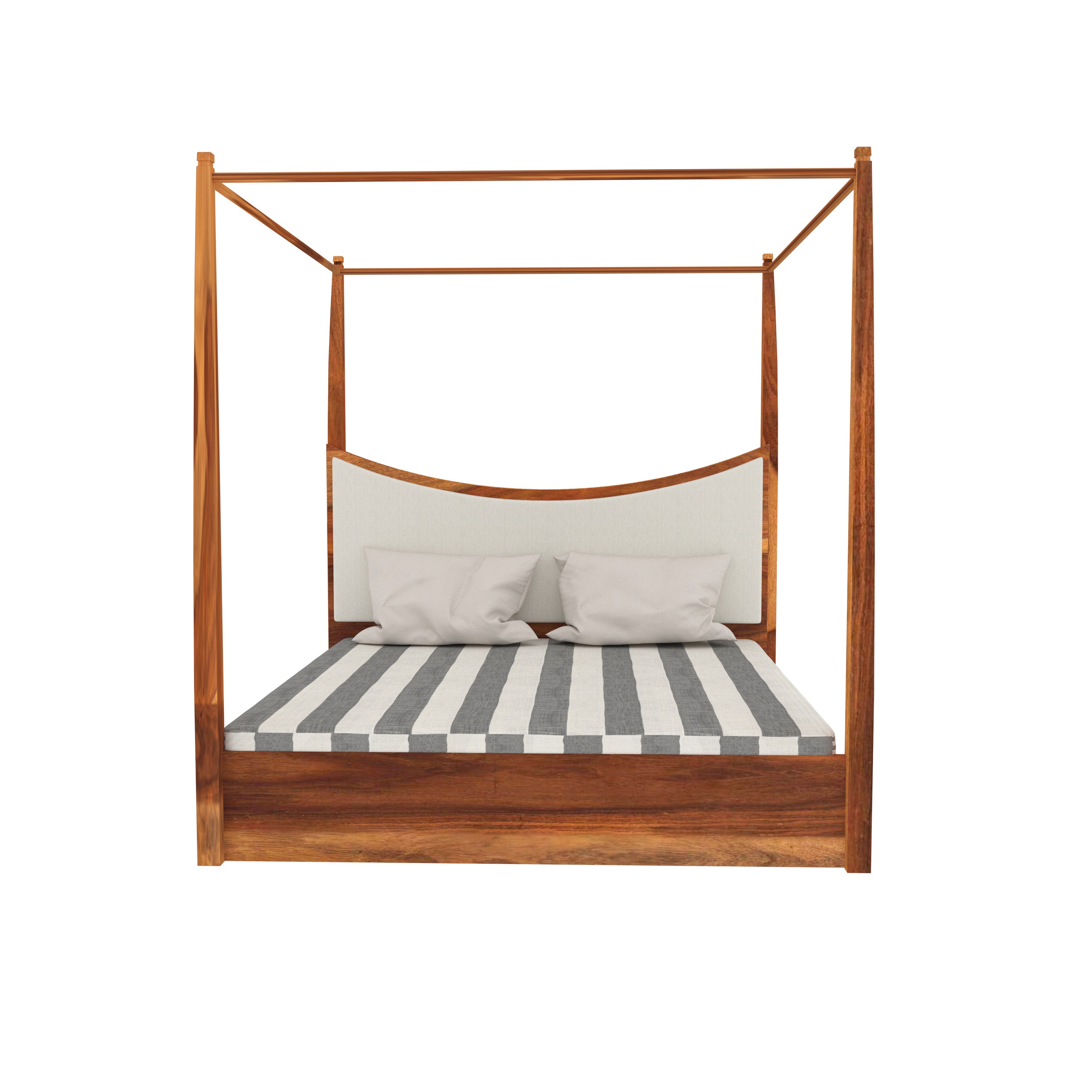 Melodious Long Sharp Pillar Sheesham Wooden Vintage Bed Bed