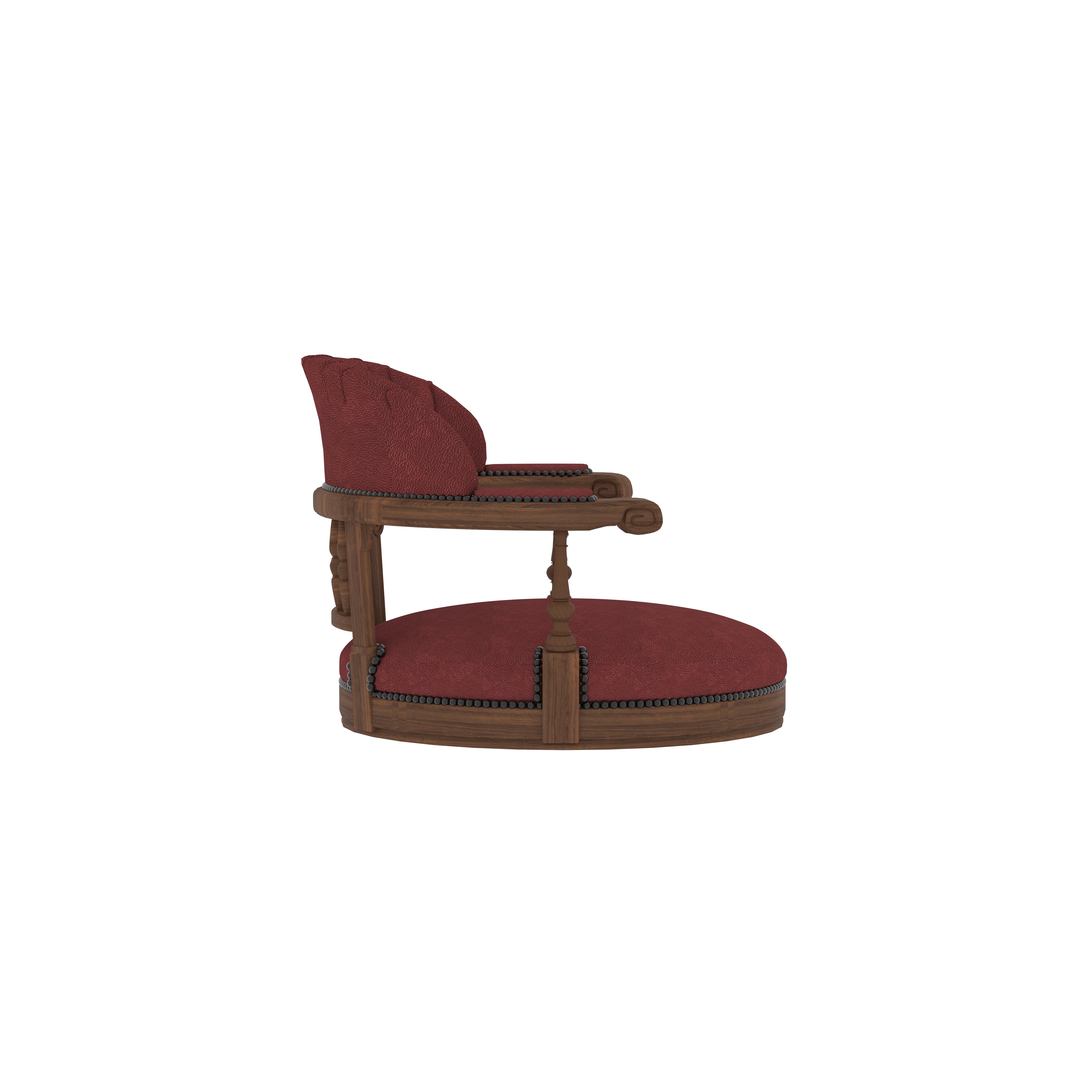 Handcrafted Oval Dining Set - Traditional Wooden Chairs with Red Upholstery (6 Seater) Japanese Dining Set