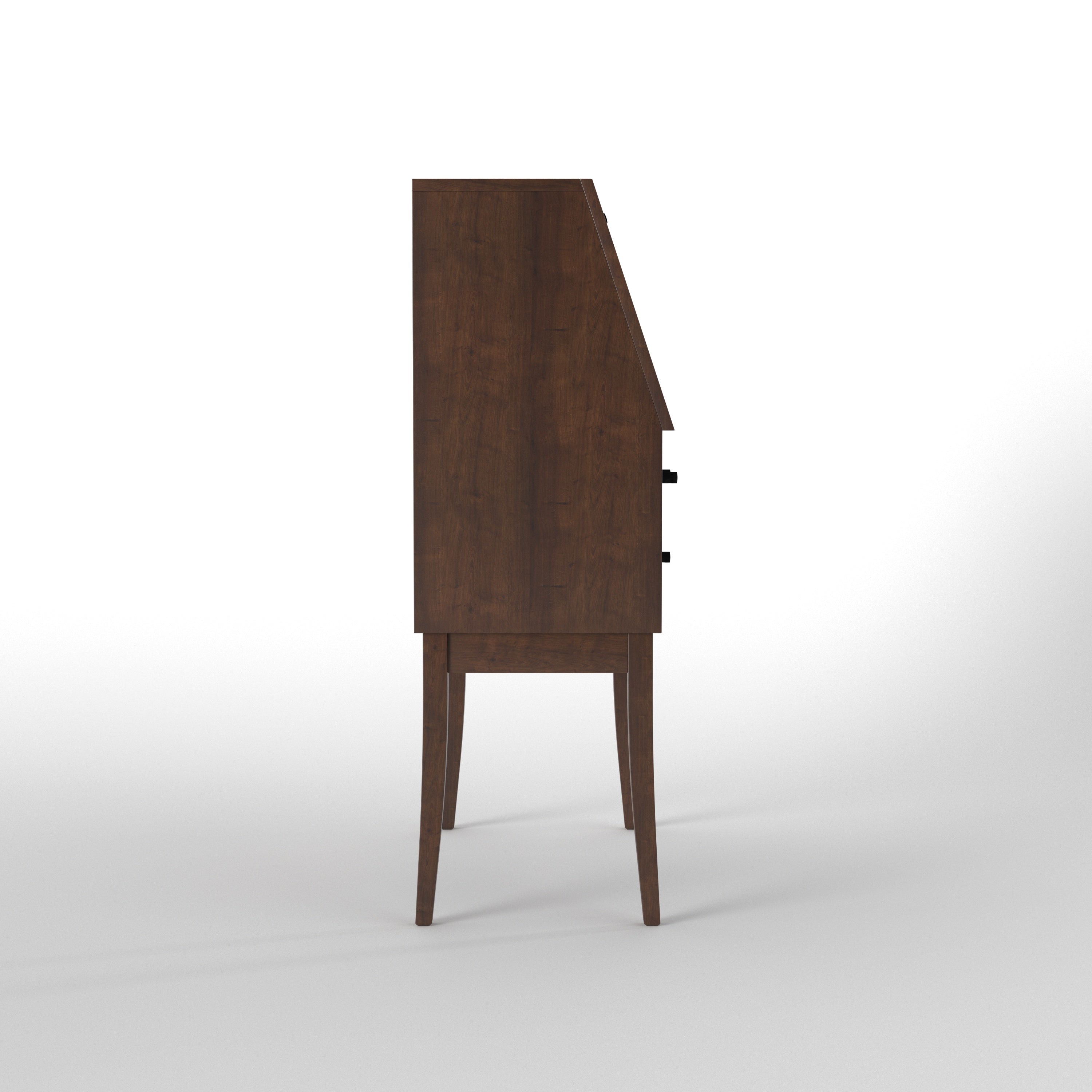 Handcrafted Solid Wood Secretary Desk Bureau with Fall-Front Lid & Four Drawers Study Table