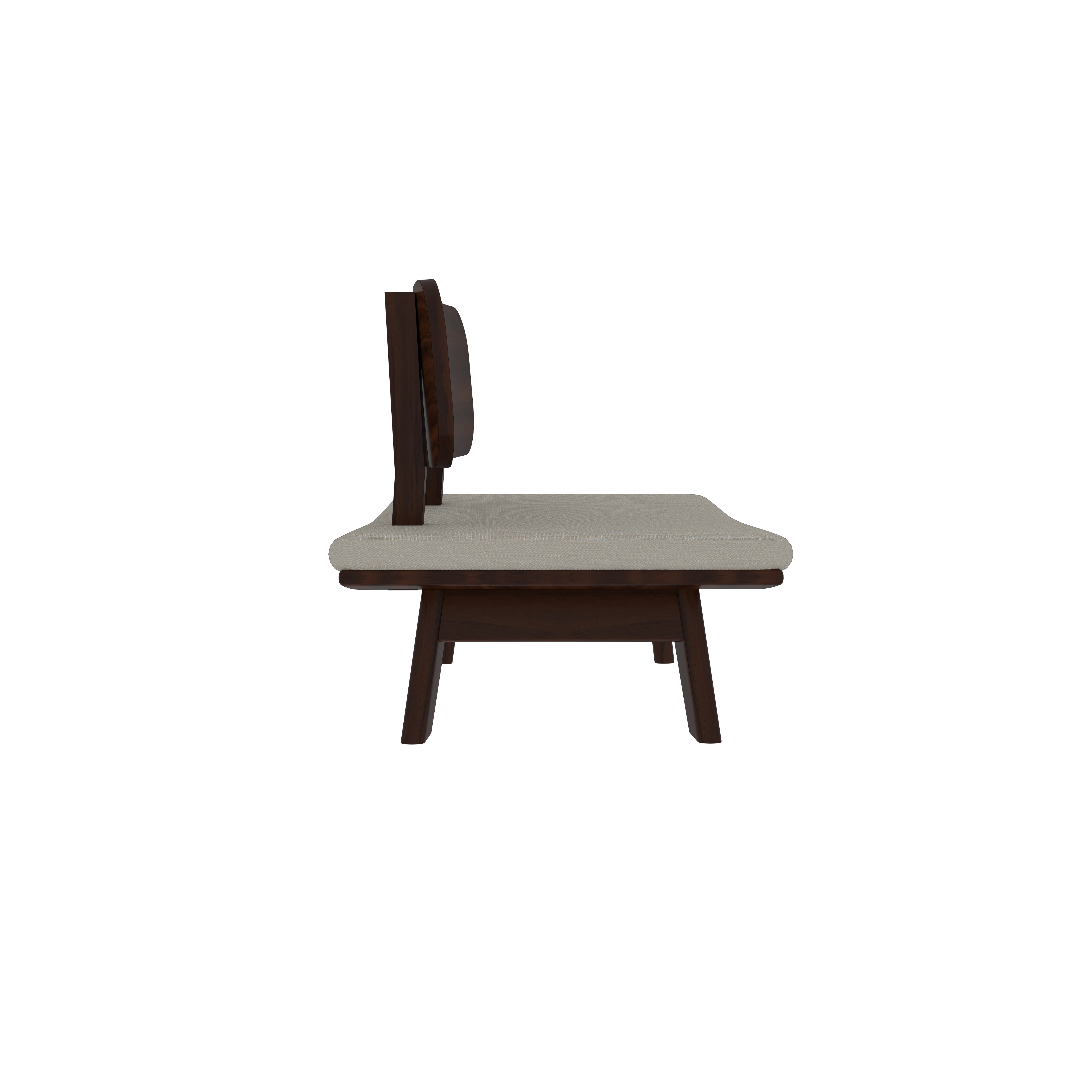 Modern Low-Height Dining Set - Dark Wood Table with Grey Upholstered Chairs (6 Seater) Japanese Dining Set