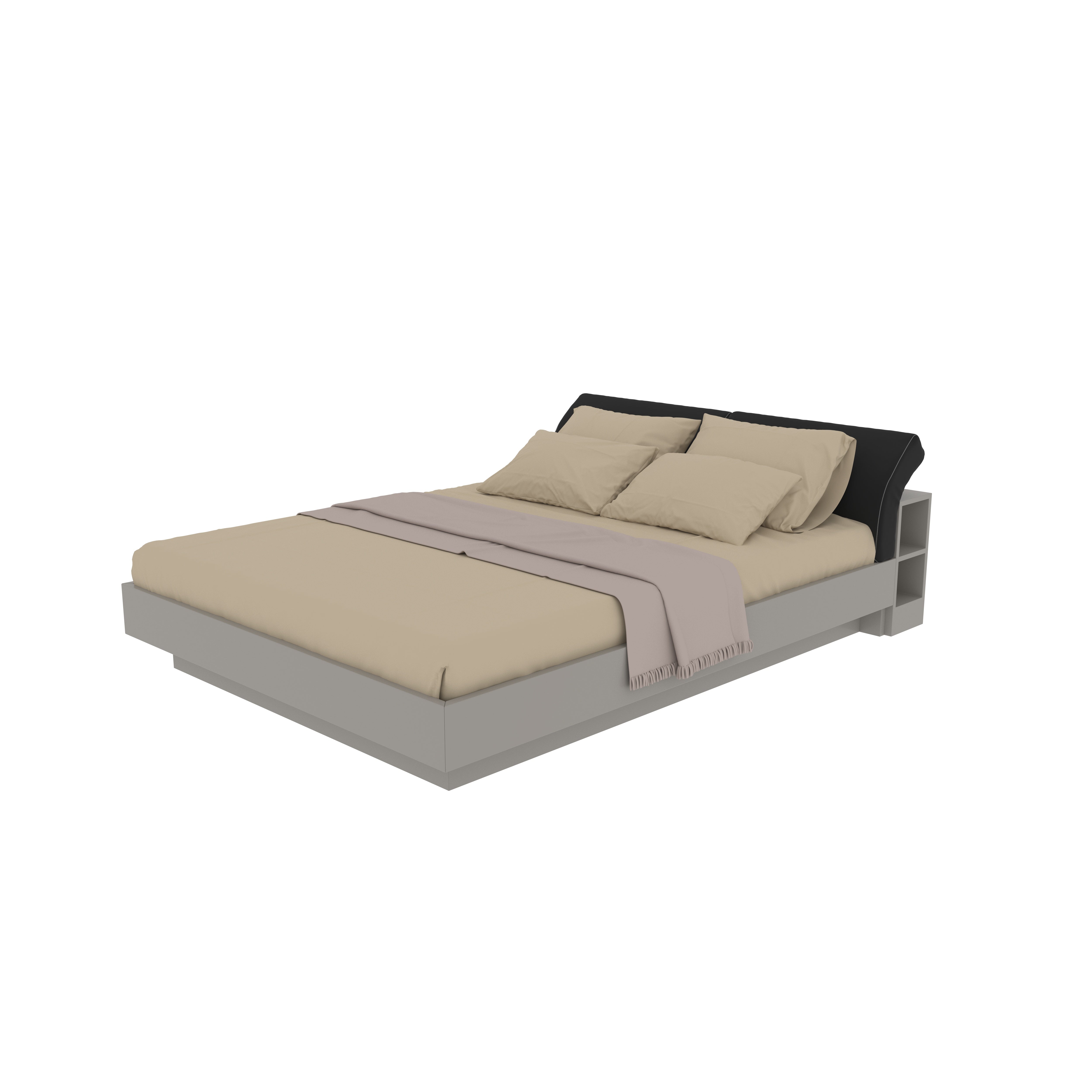 Contemporary Platform Bed with Cushioned Recliner Headboard & Side Storage Bed
