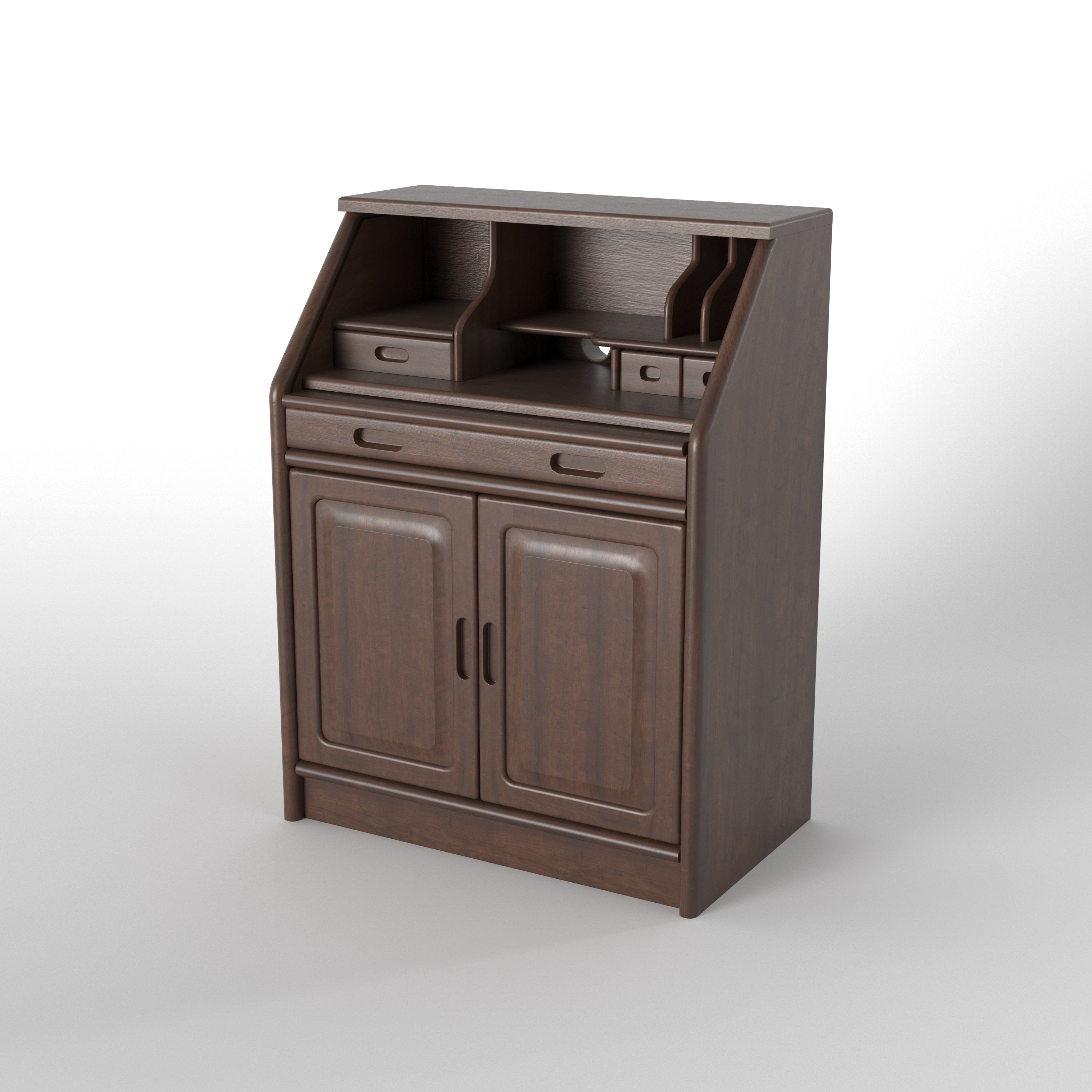 Compact Secretary Desk with Storage Cabinet & Organizer Shelves Study Table