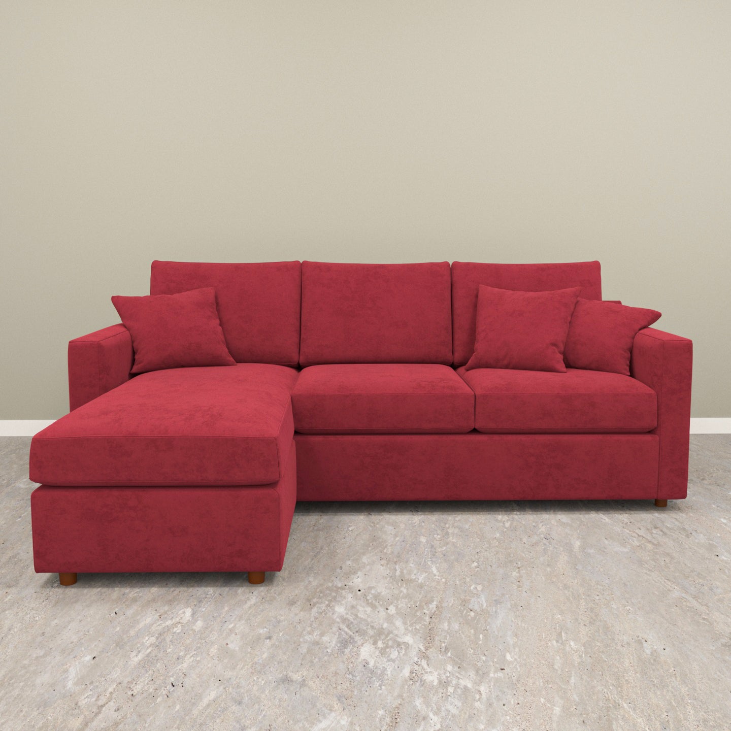 Red Cherry Coloured with Premium Comfort L Shaped 4 Seater Sofa Set for Home Sofa