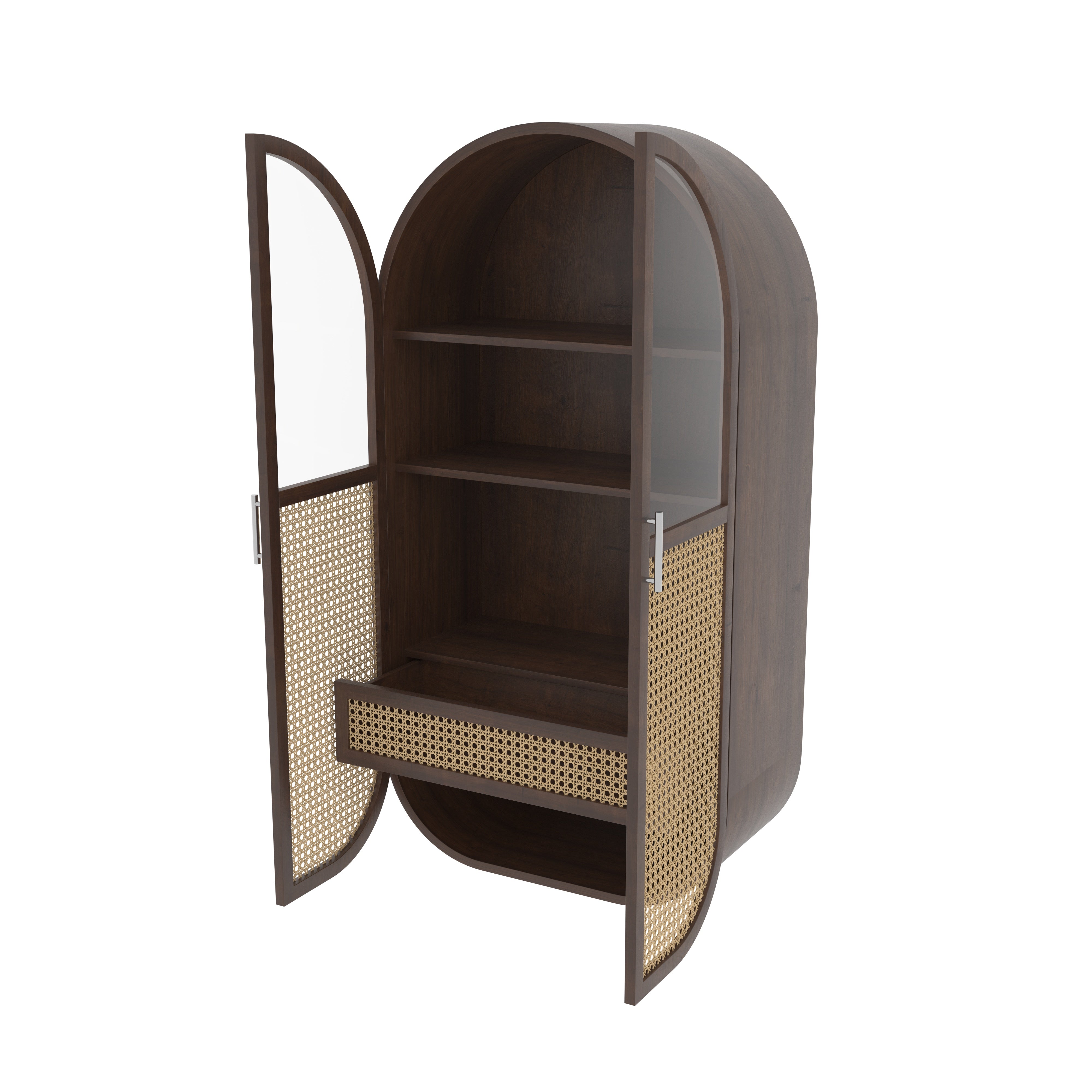 Orvello Grand Arch European Luxury Wardrobe with Artisan Cane Doors and Curved Architectural Frame Wardrobe