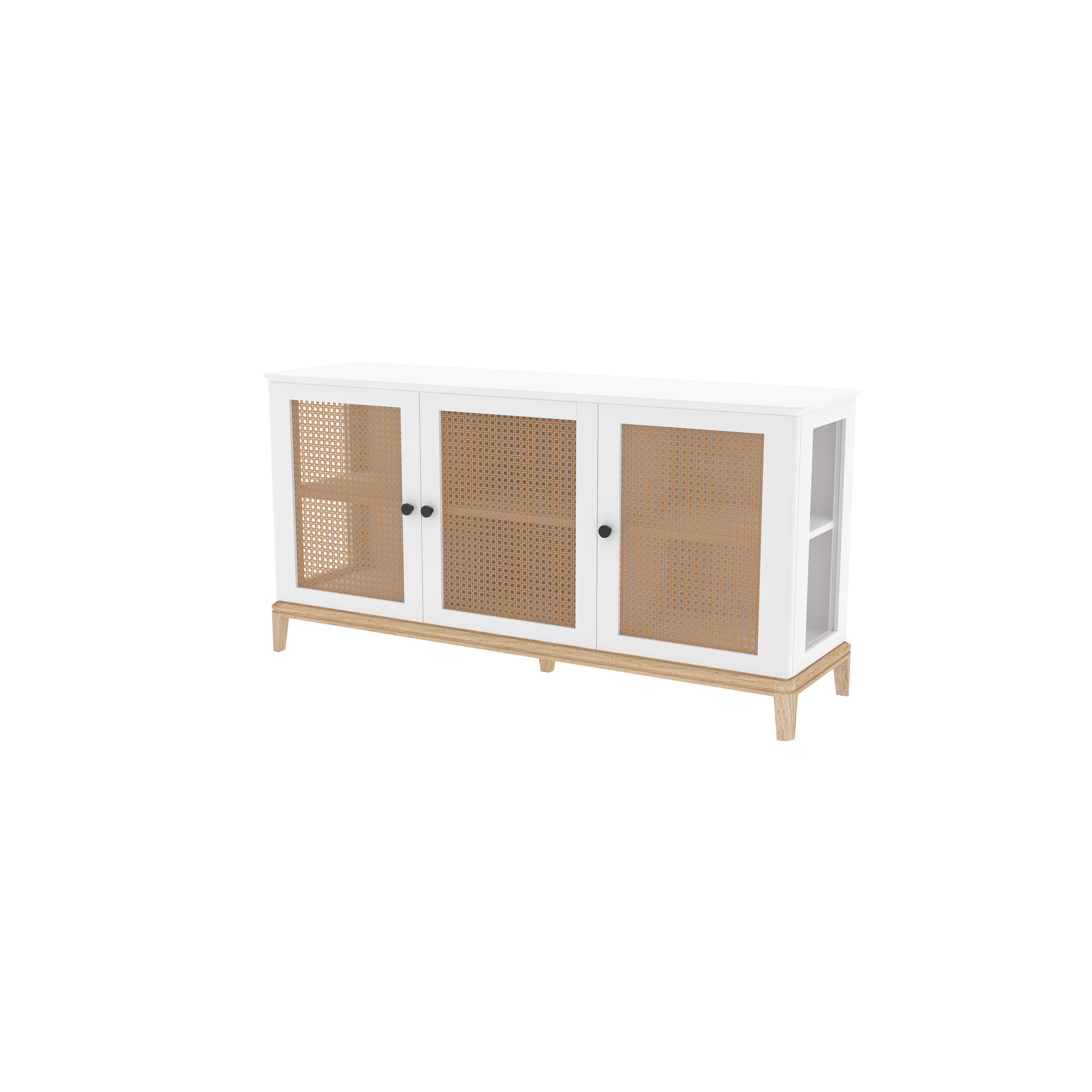 Geneva Three-Door Sideboard with Cane Panels Cupboard