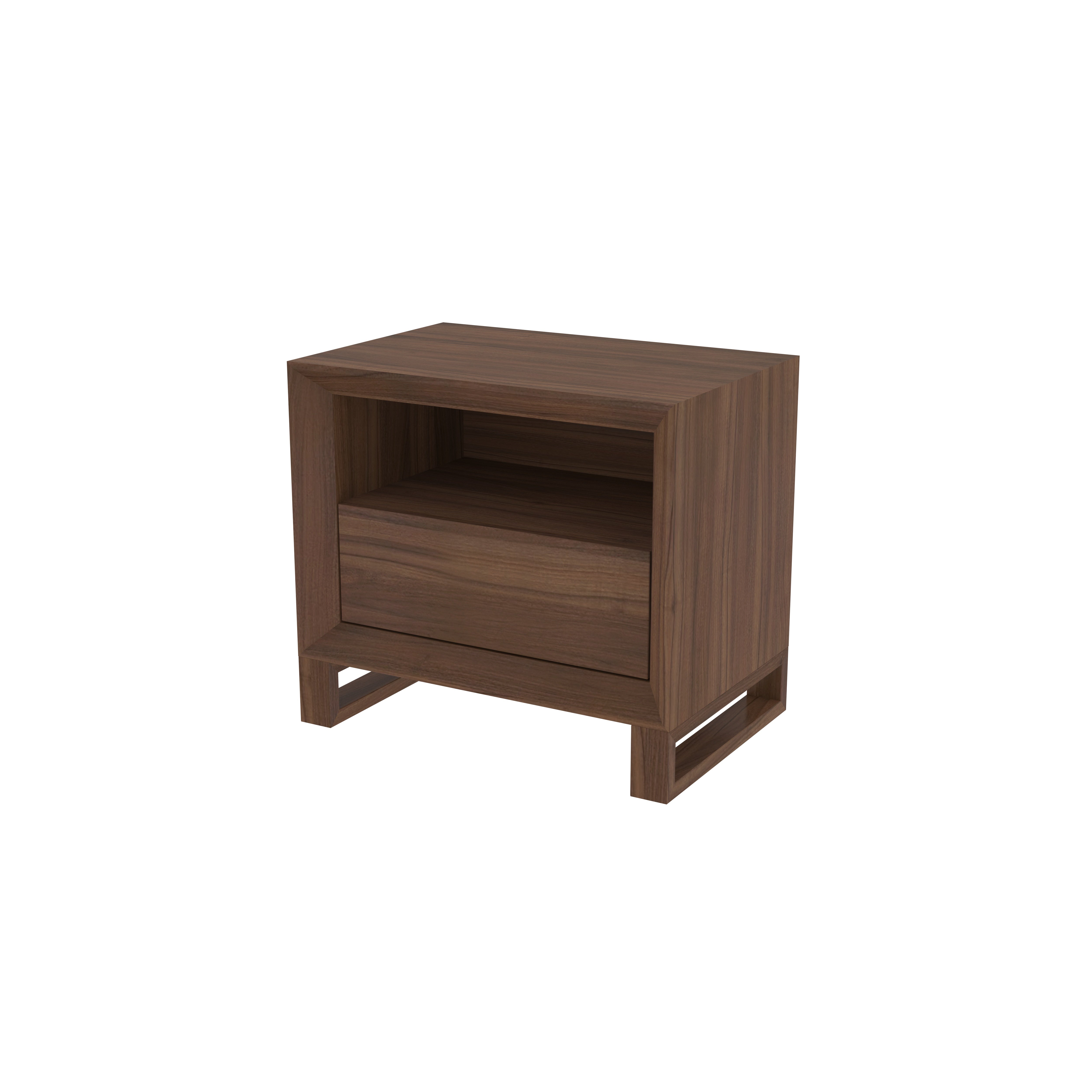 Modern Bedside Table with Open Shelf and Single Drawer Storage Bedside