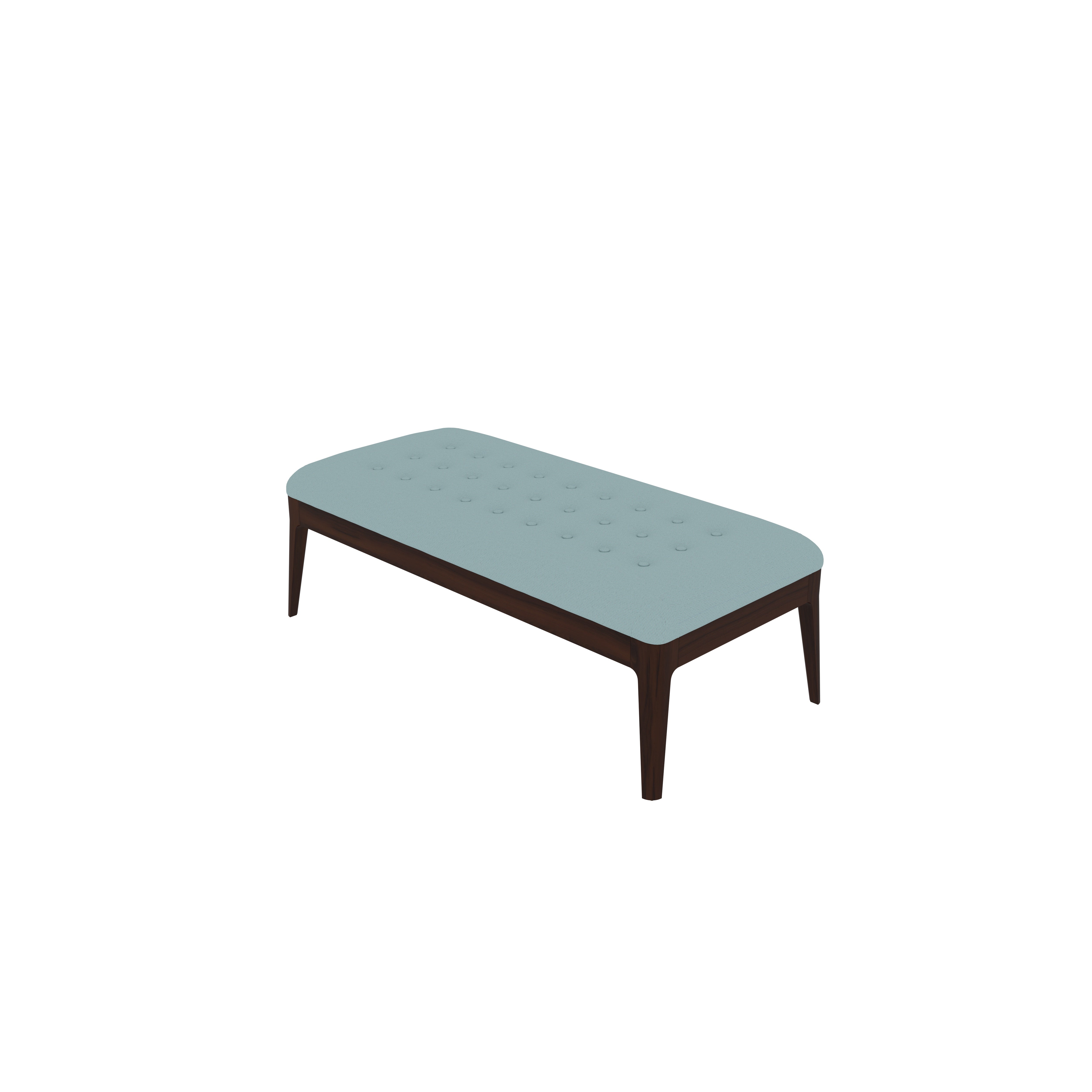 Contemporary Tufted Bench with Soft Blue Upholstery and Dark Wood Frame Bench