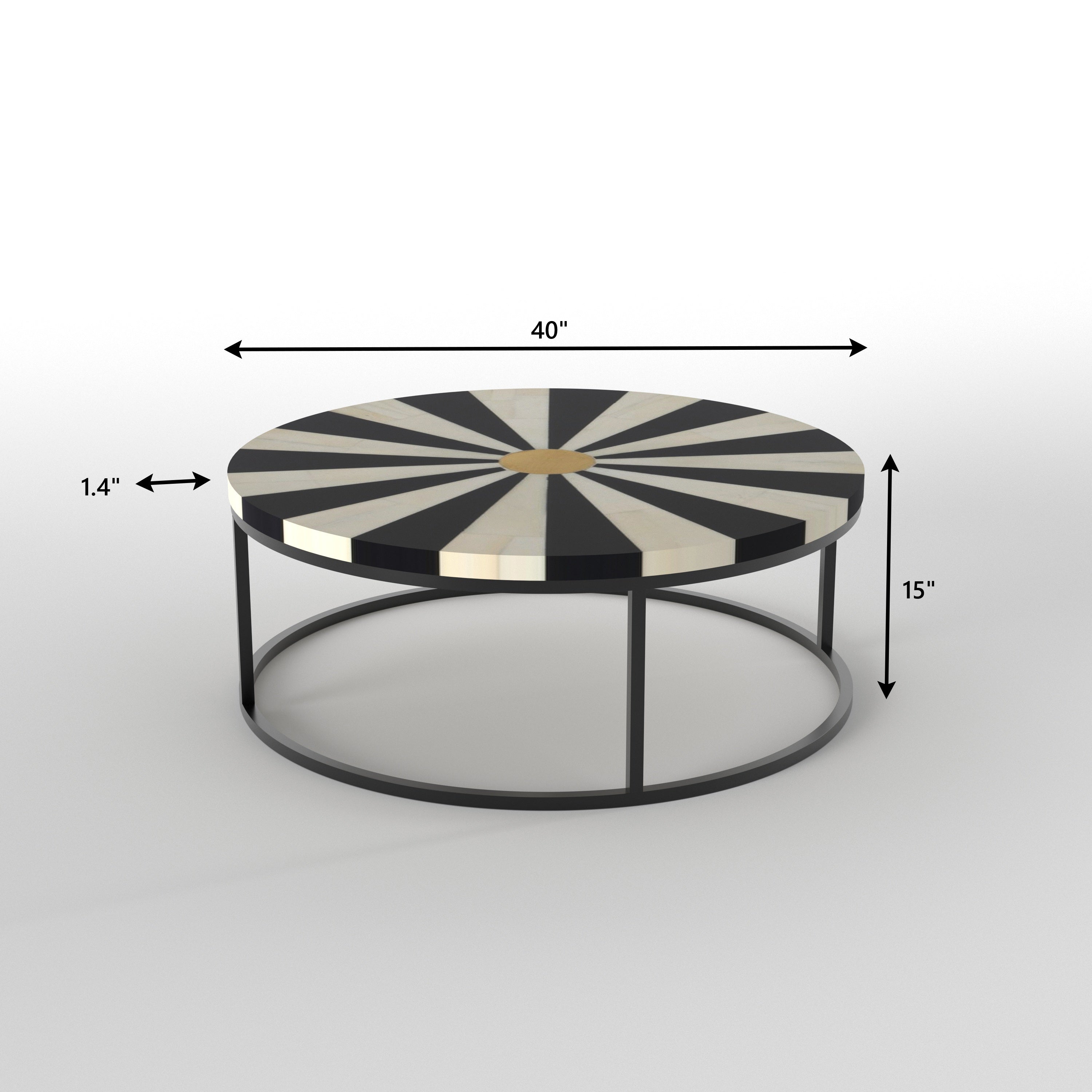 Starburst Pattern Coffee Table - Hand-Painted Indian Design Coffee Table