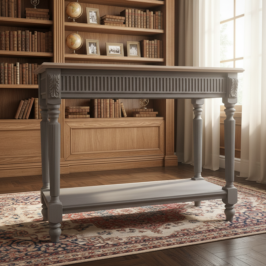 Classic Two-Tone Wooden Console Table with Lower Shelf Console Table