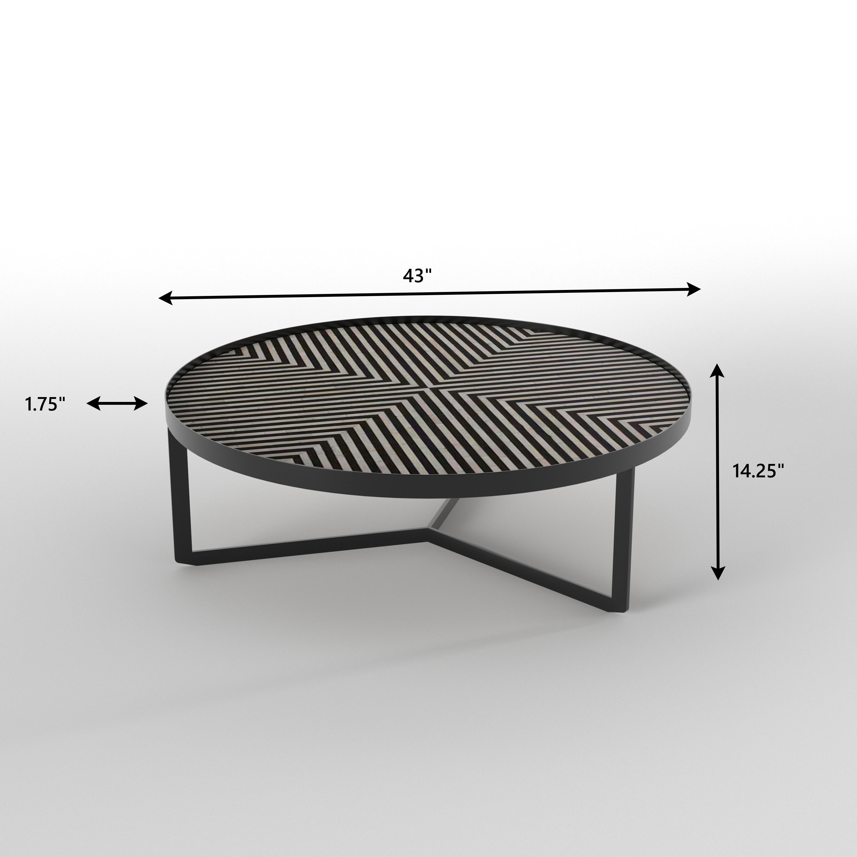 Geometric Round Coffee Table - Contemporary Indian Design Coffee Table