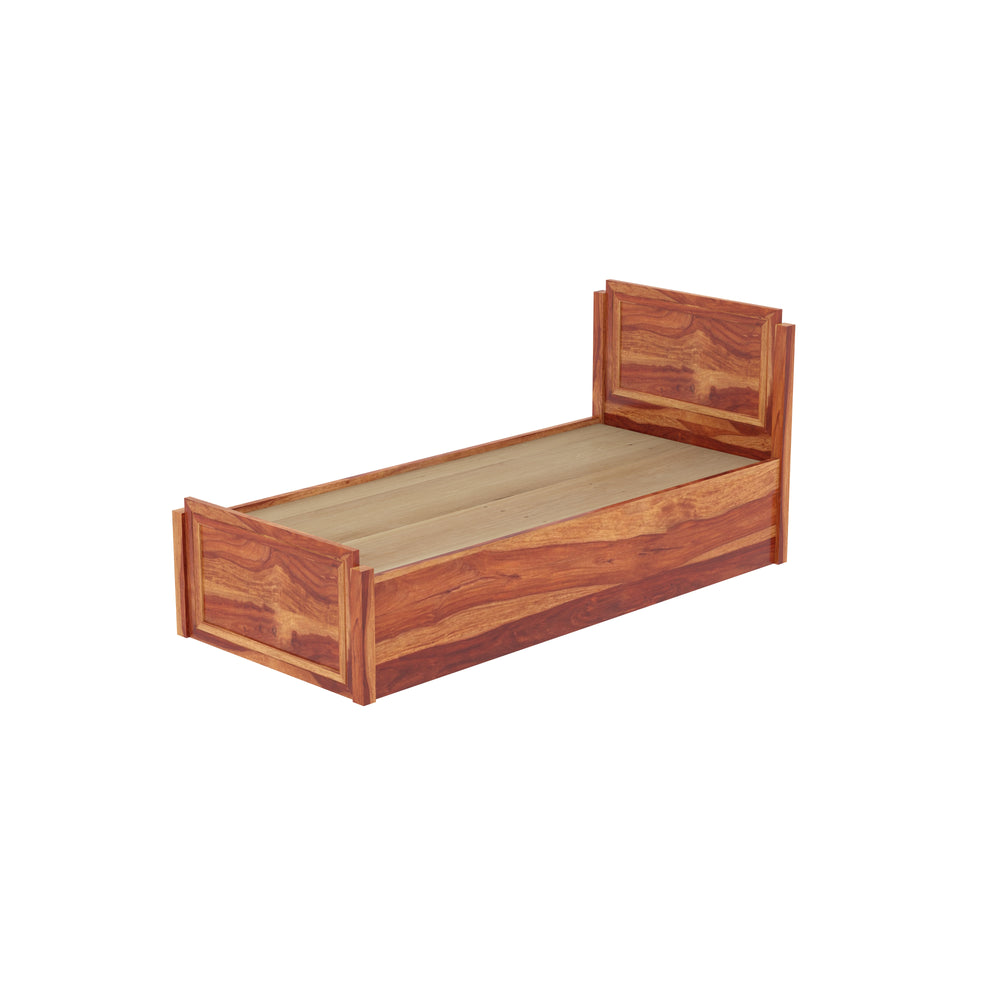 Ethnic  Handcrafted Sheesham Wood Single Storage Bed