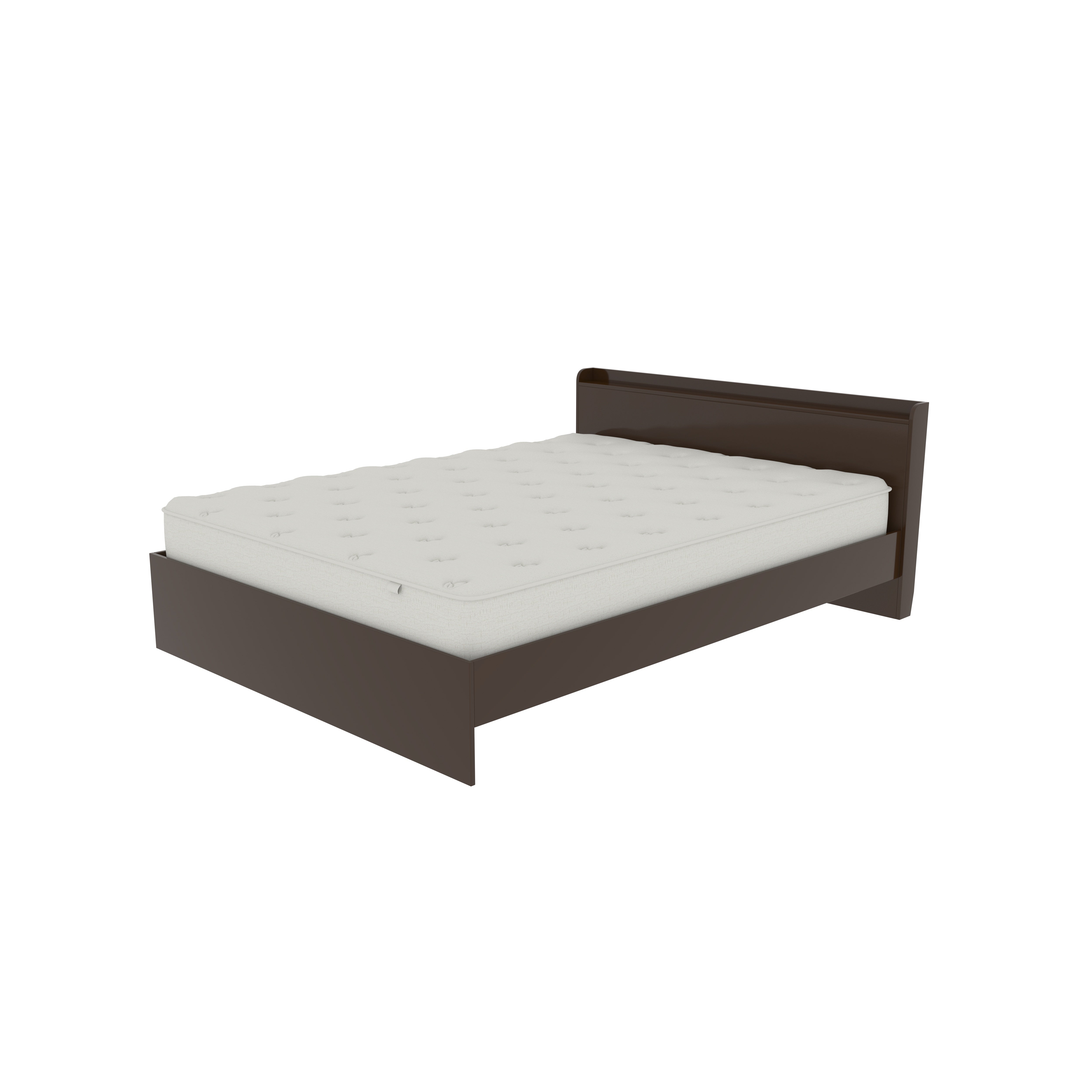 Classic Box Bed with Elegant Curved Headboard – Rich Brown Finish Bed