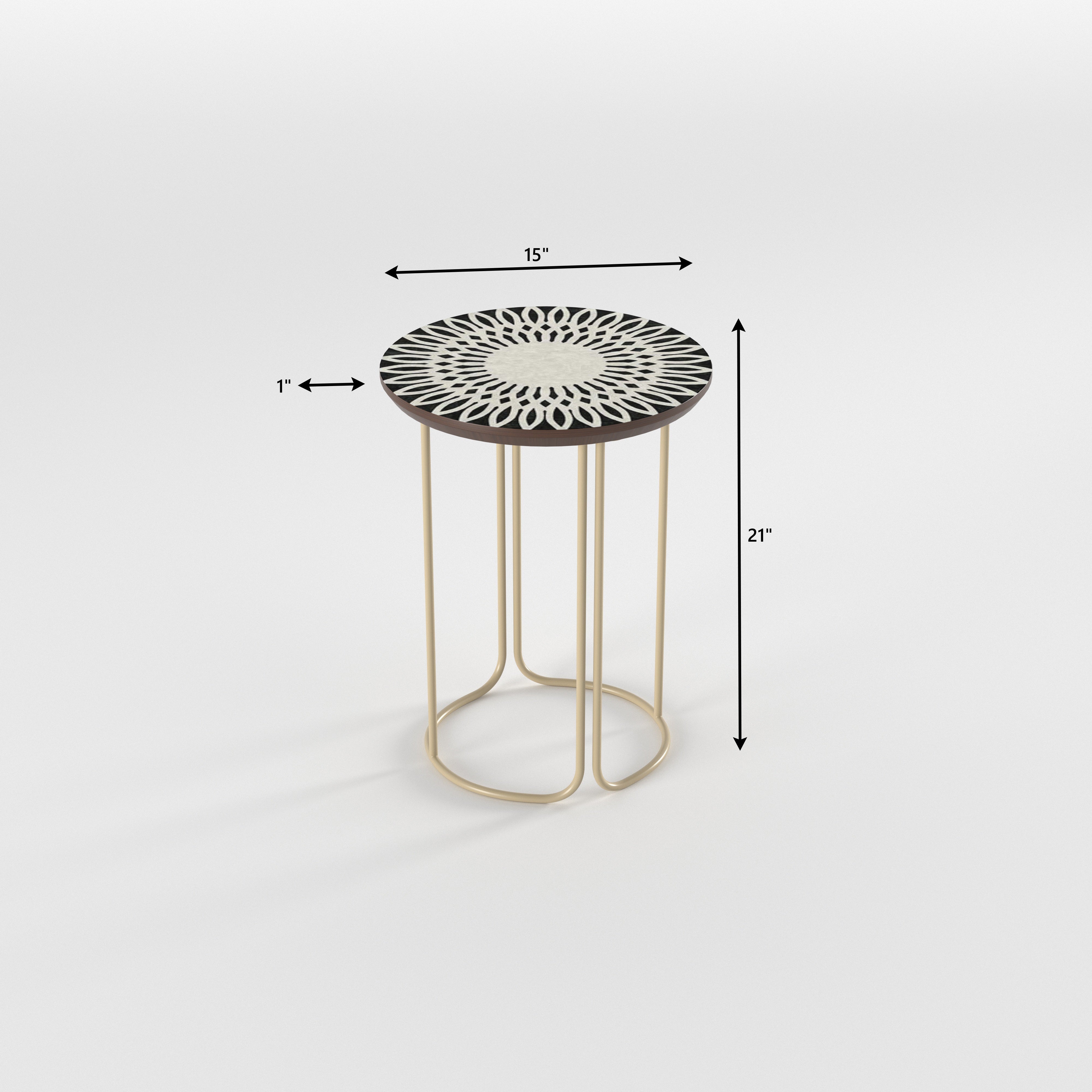 Sunburst Petal End Table - Hand-Painted Radial Design End Table