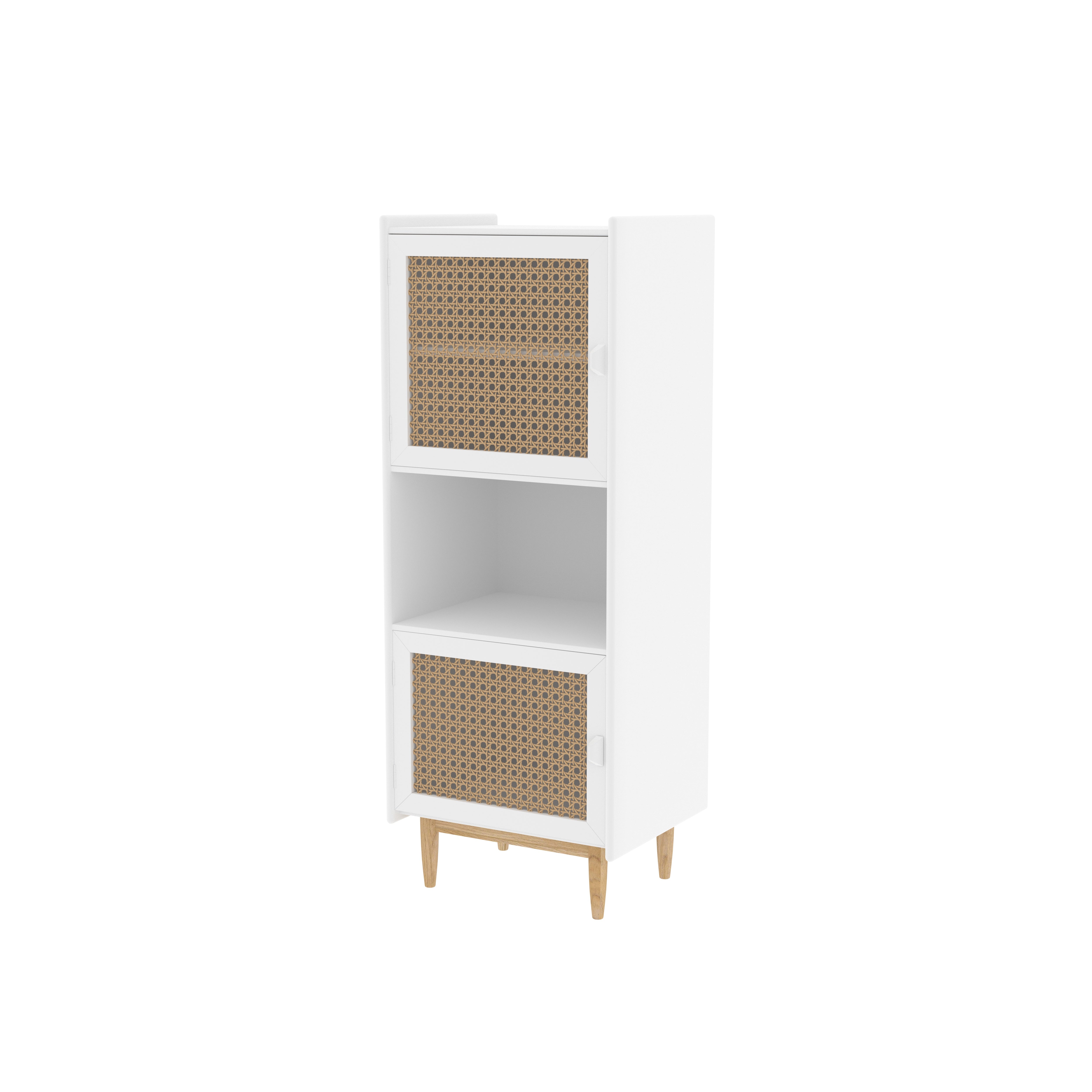 Copenhagen Tall Storage Unit with Cane Panels Cupboard