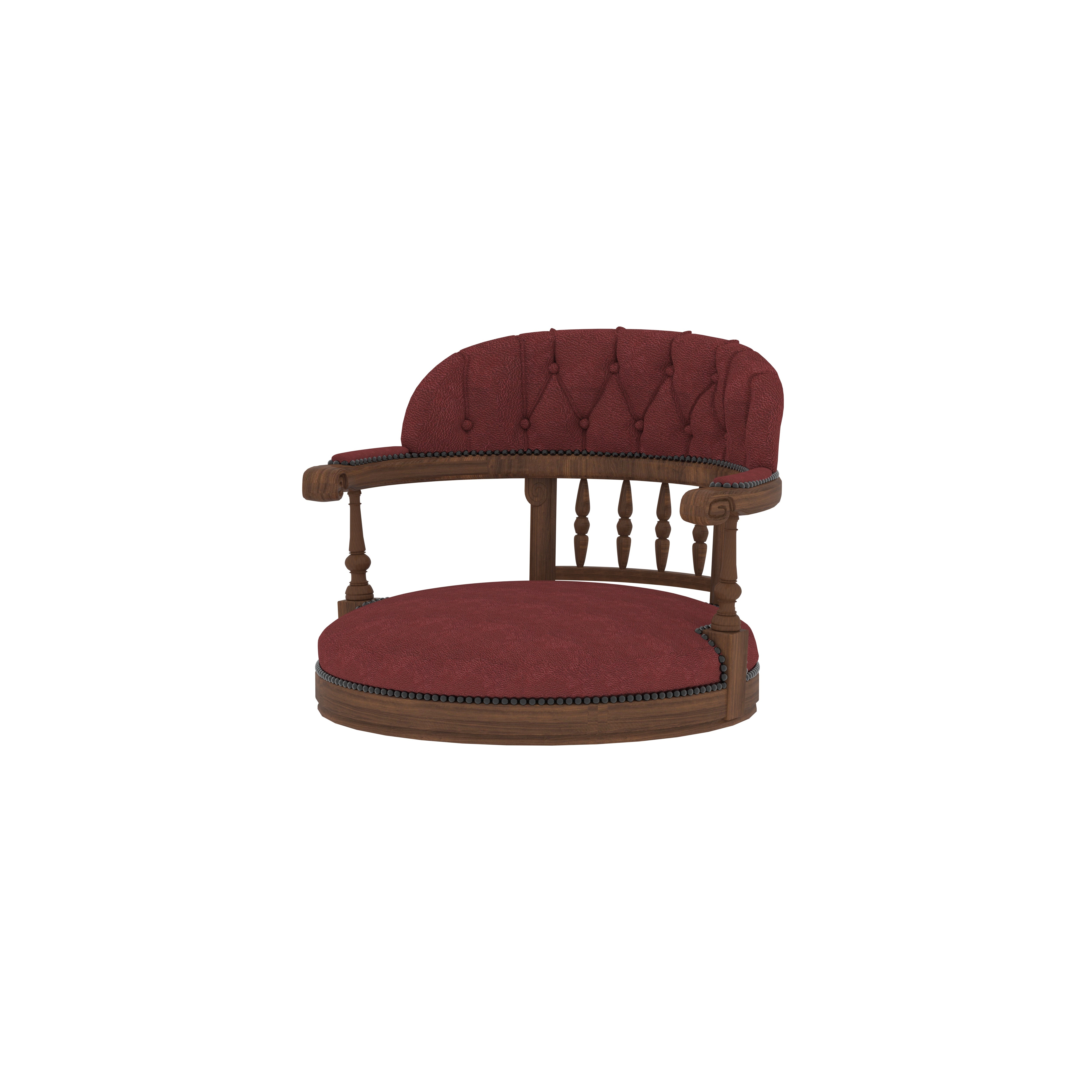 Handcrafted Oval Dining Set - Traditional Wooden Chairs with Red Upholstery (6 Seater) Japanese Dining Set