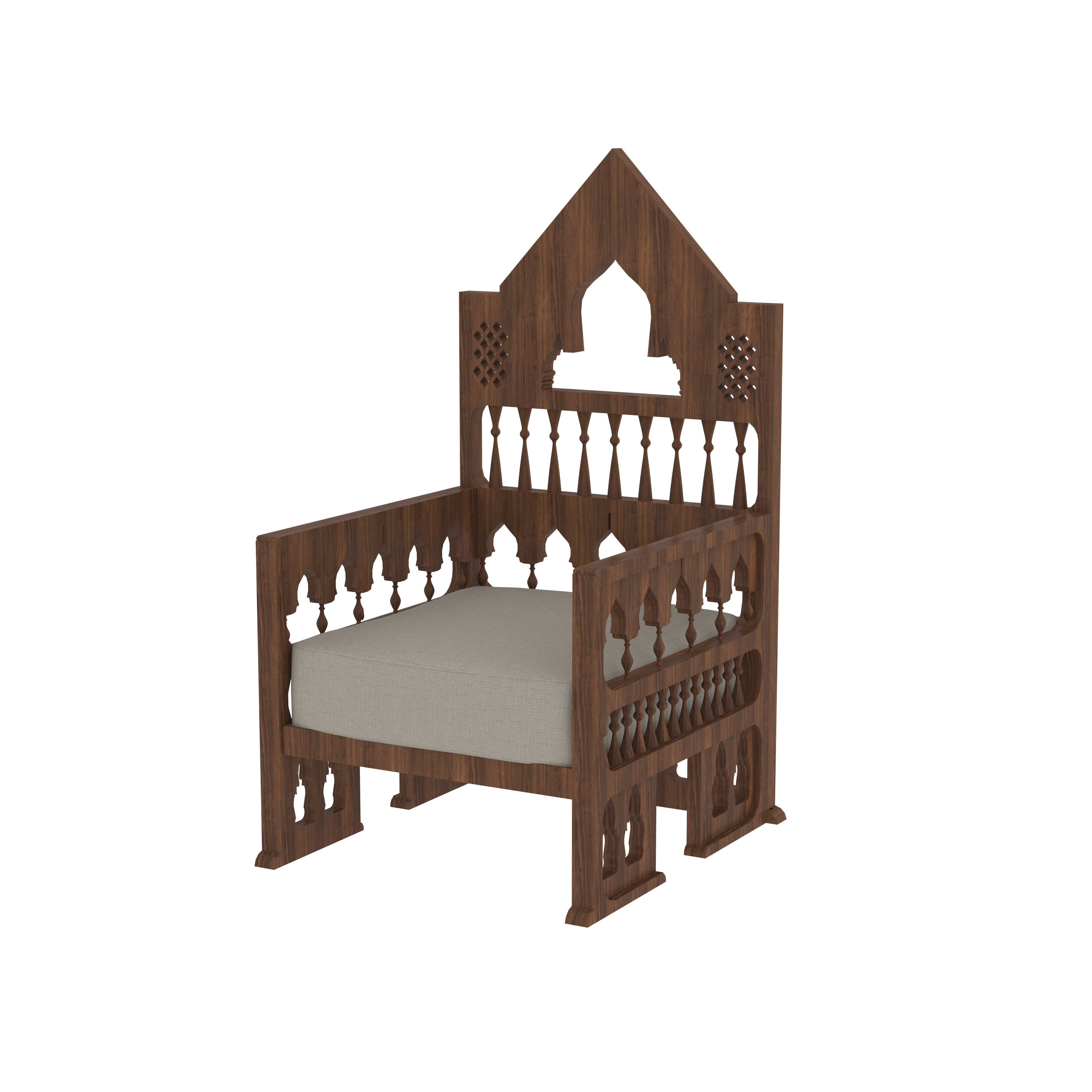 Handcrafted Round Dining Set - Moroccan Geometric Carved Chairs (4 Seater) Japanese Dining Set