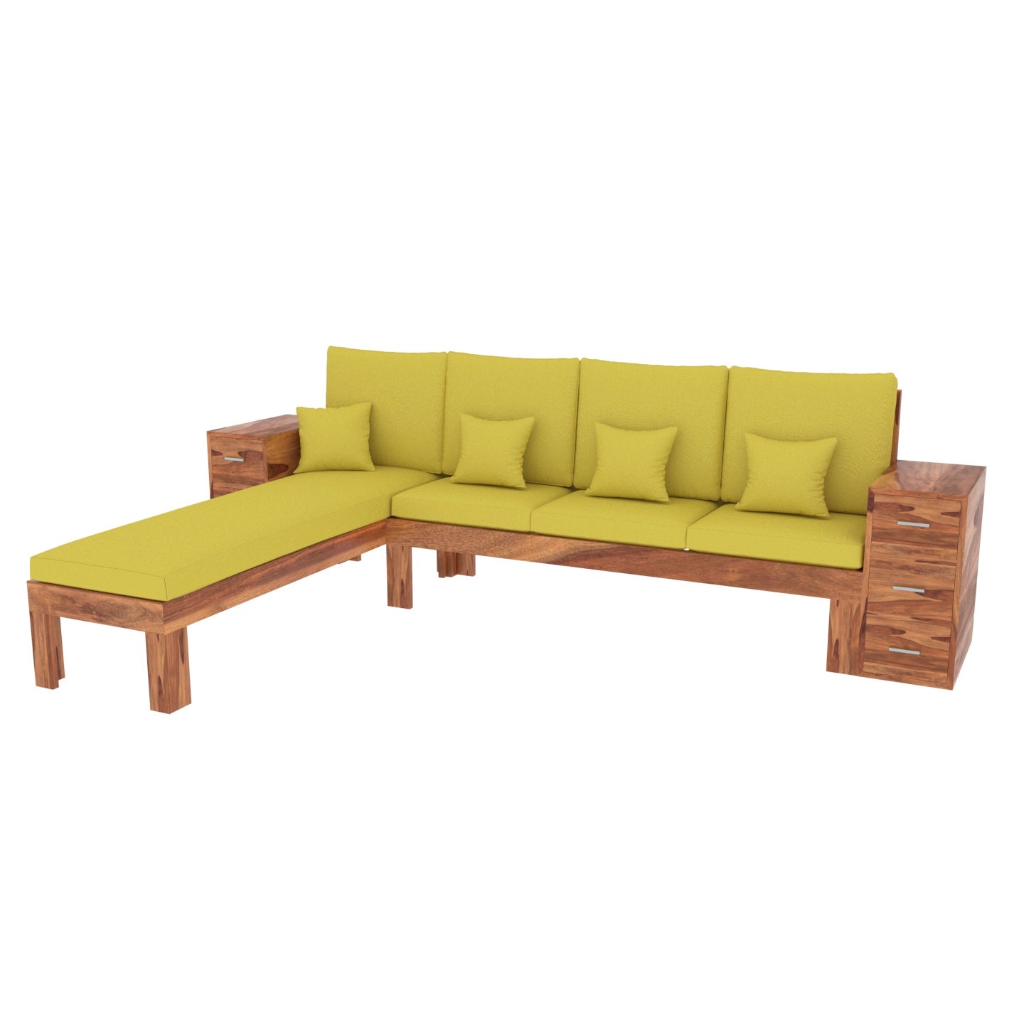 Bumblebere Yellow 6 Seater Long Wooden Premium Guest Sofa Sofa