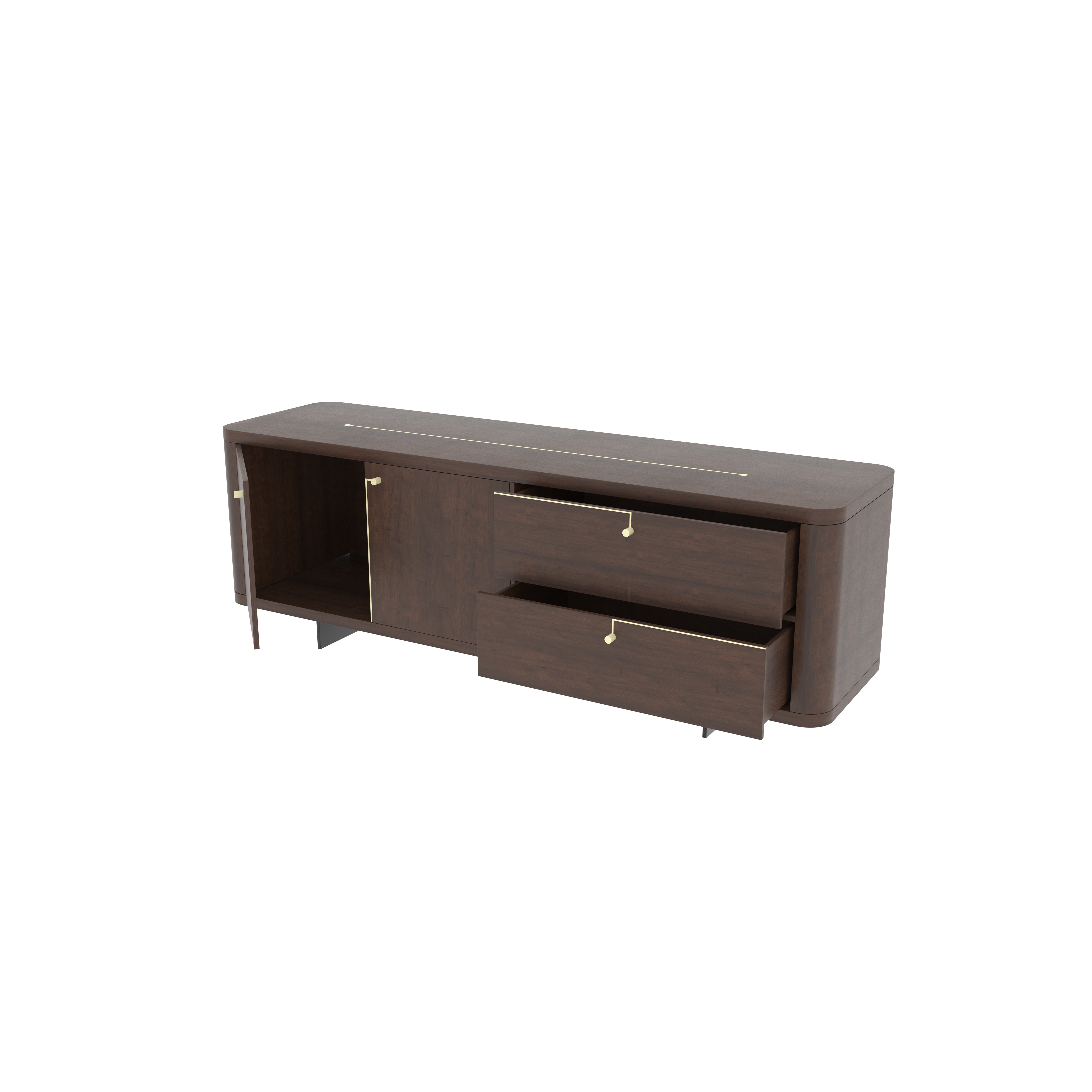 Modern Wooden TV Stand with Gold Handles - Luxury Entertainment Console Tv stand