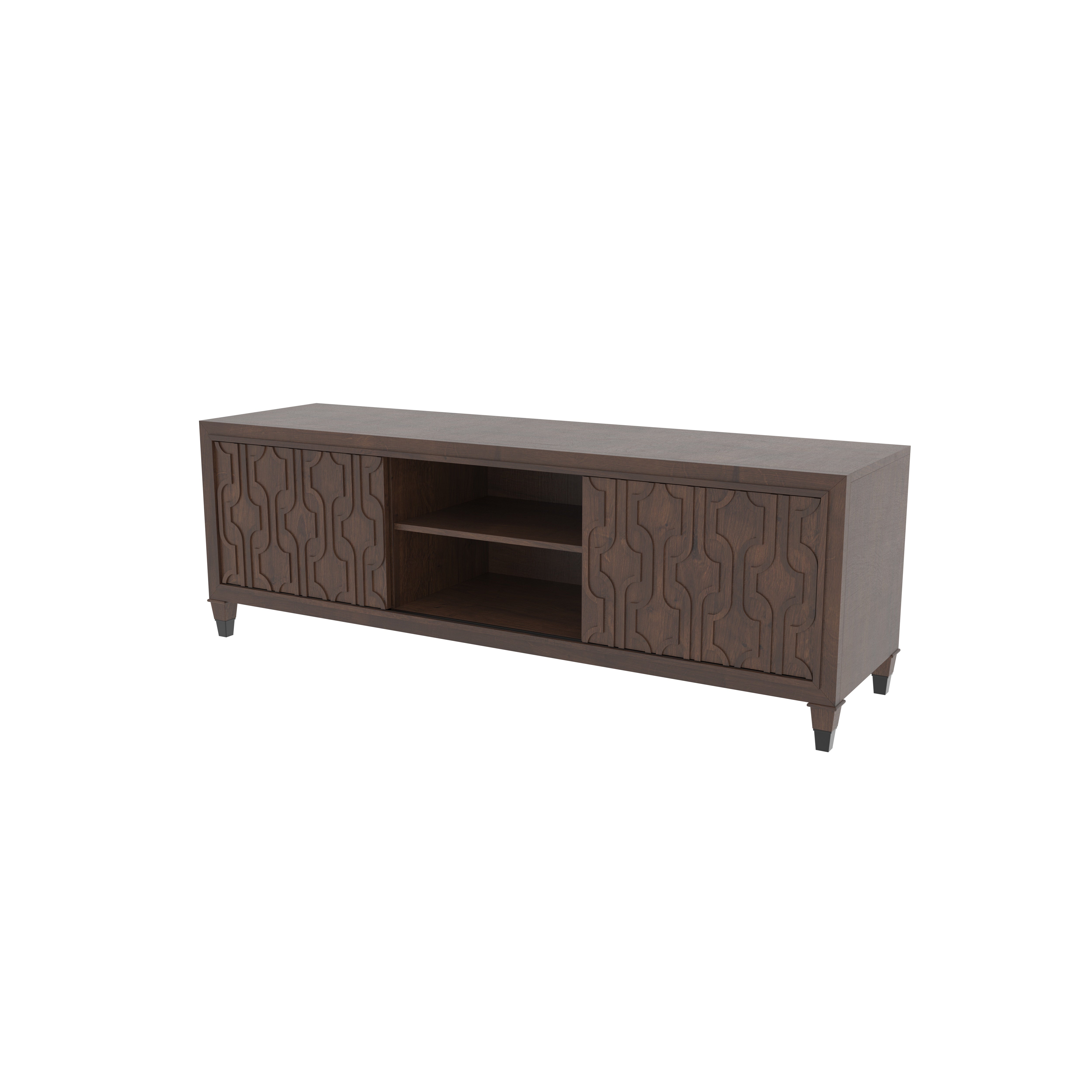 Moroccan-Inspired Wooden TV Stand - Decorative Panel Entertainment Console Tv stand