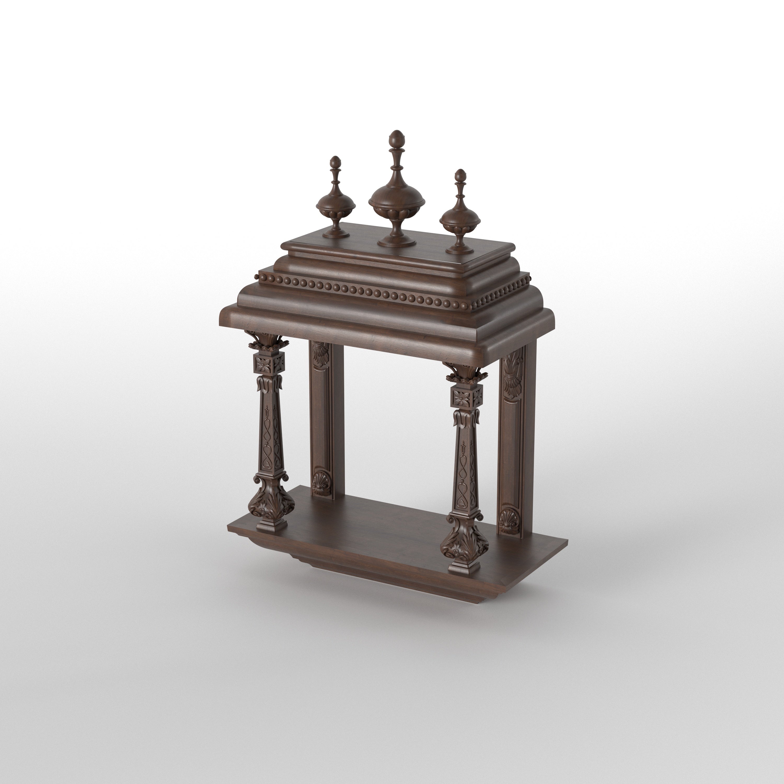Traditional Wall Mounted Temple Mandir with Ornamental Pillars Temple
